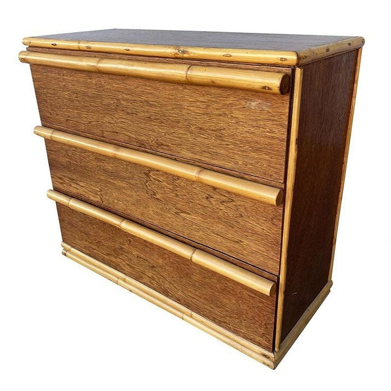 Restored Modernist Mahogany Chest of Drawers W/ Rattan Pulls - 3