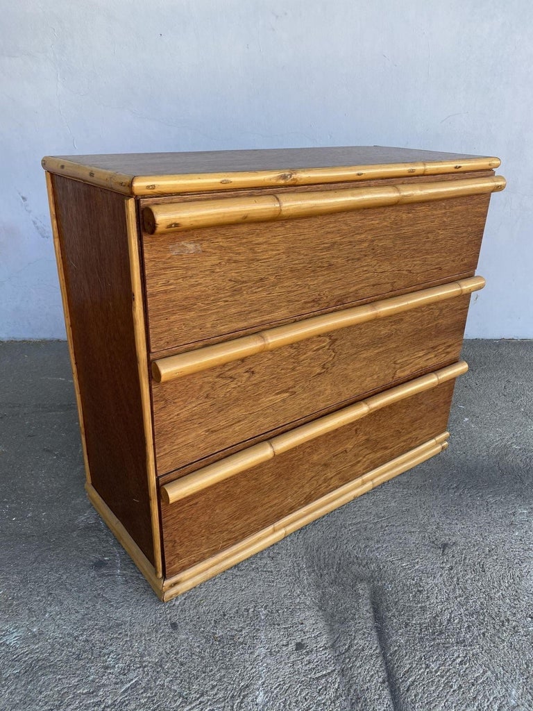 Restored Modernist Mahogany Chest of Drawers W/ Rattan Pulls - 4