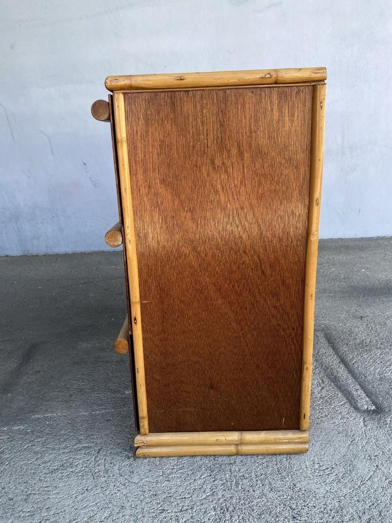 Restored Modernist Mahogany Chest of Drawers W/ Rattan Pulls - 8