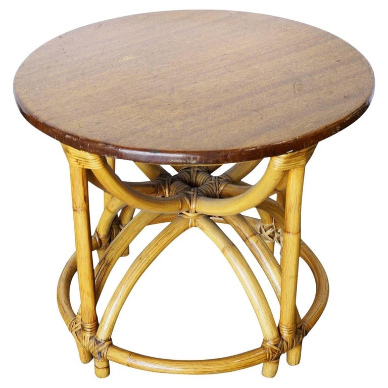Restored Vintage Five Strand Hour Glass Rattan Coffee Table - 2