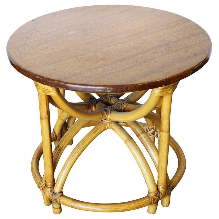 Restored Vintage Five Strand Hour Glass Rattan Coffee Table - 7