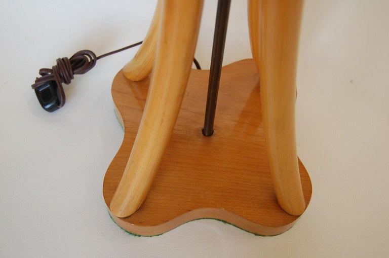 Restored Hourglass Rattan & Mahogany Lamp, Pair - 8
