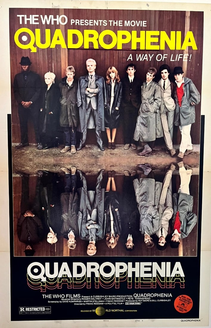 Quadrophenia (1979) US One Sheet Movie Poster -Style B - Linen Backed: Quadrophenia (1979) US One Sheet Movie Poster -Style B - Linen Backed In 1964, a young London mod named Jimmy Cooper, disillusioned with his parents and a dull job as a post-room boy at an advertising