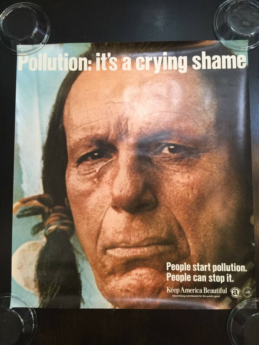 Pollution: It's A Crying Shame - Signed by Iron Eyes Cody (1979) US Poster: Pollution: It's A Crying Shame - Signed by Iron Eyes Cody (1979) 19.75" x 22" US Advertising Poster Reserve: $400.00 Shipping: Domestic: Flat-rate of $28.00 to anywhere within the contiguous U.S.