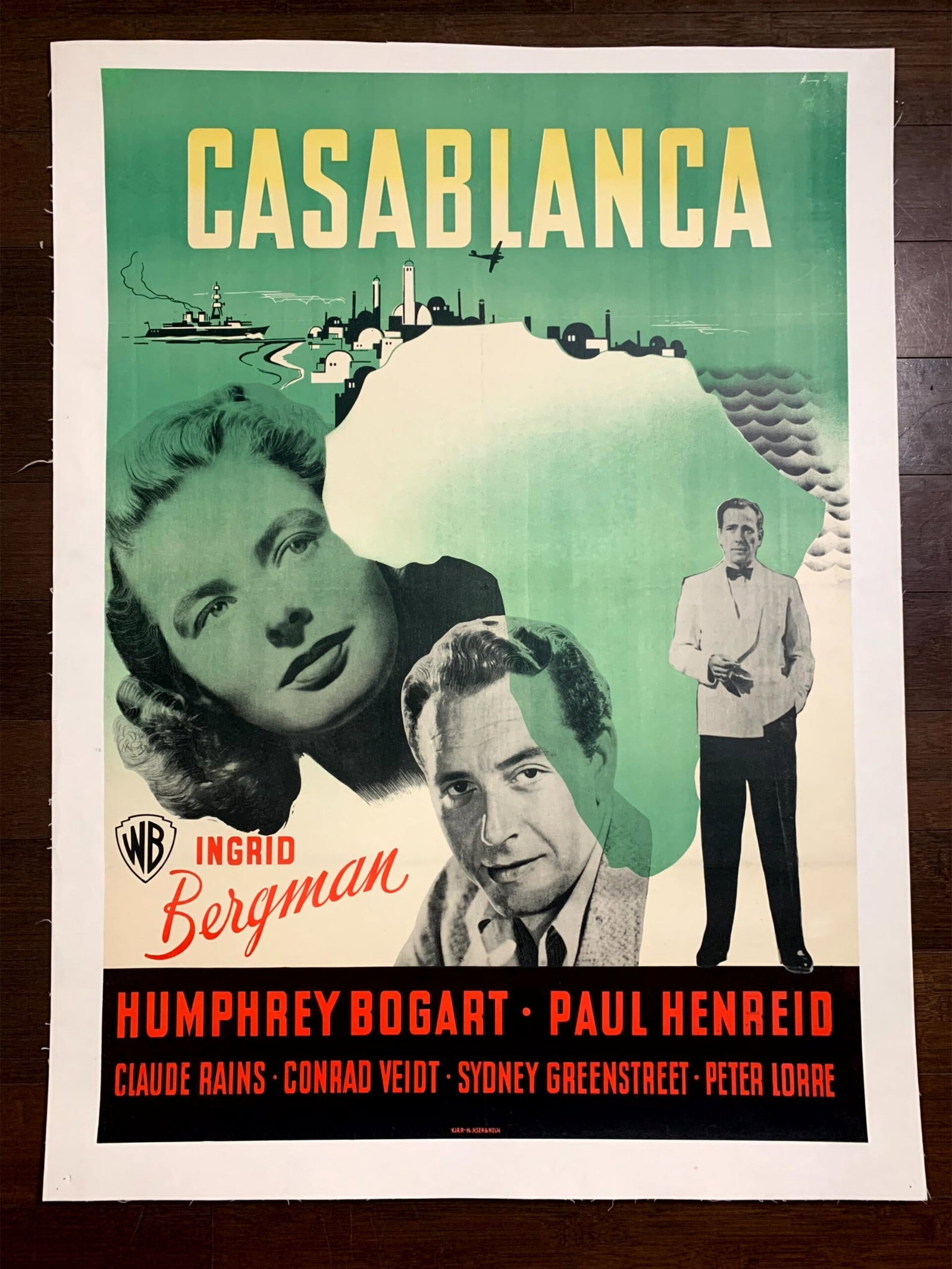 Casablanca - Bogart, Bergman (1946) 24x34 Danish Movie Poster LB - 2