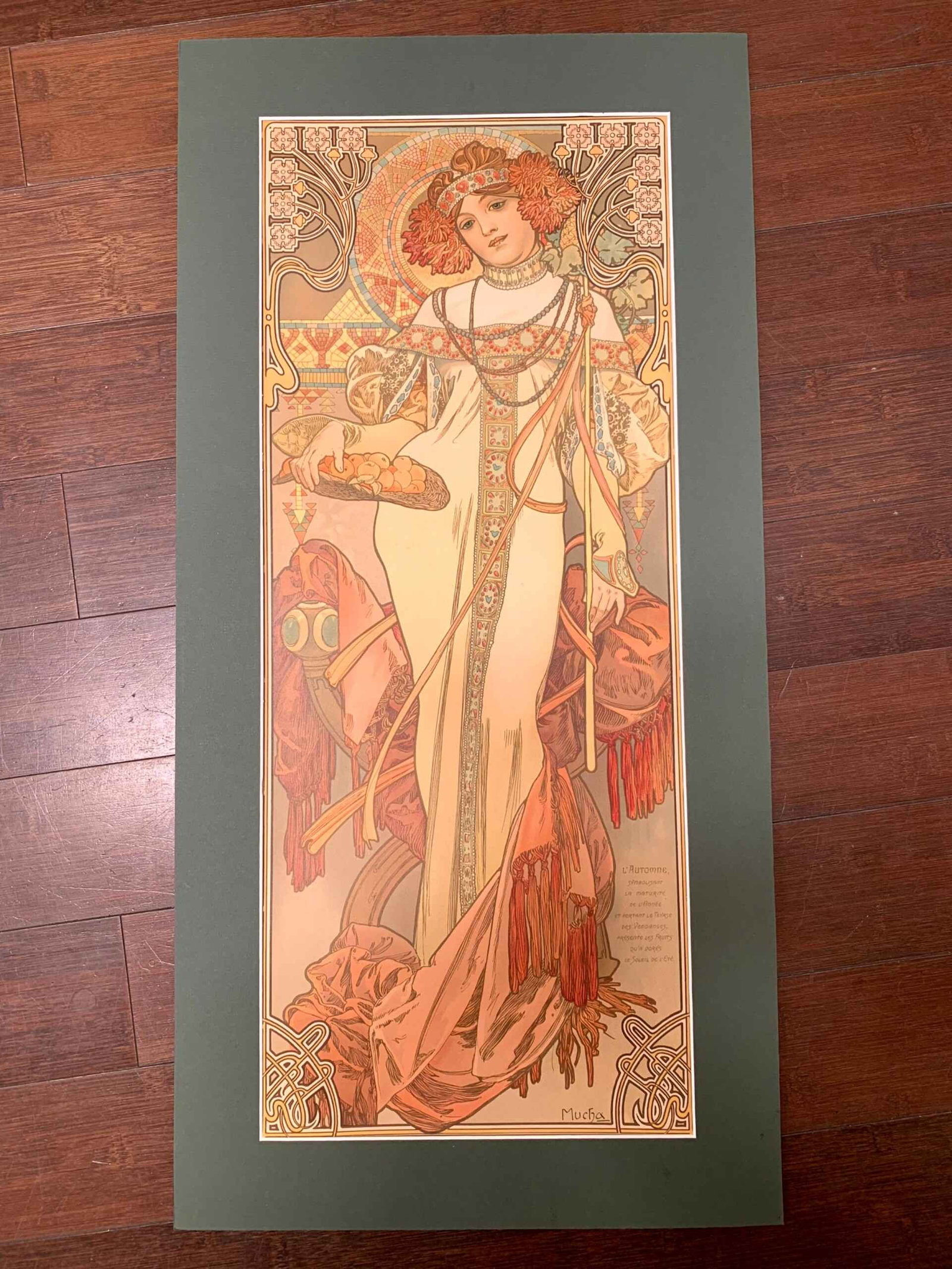 Autumn - Art by Mucha (1893) 11.25x26.5 French Art Deco Poster - Matted: Autumn - Art by Mucha (1893) 11.25x26.5 French Art Deco Poster - Matted Reserve: $3,825.00 Shipping: Domestic: Flat-rate of $42.00 to anywhere within the contiguous U.S. International: Foreign shippin