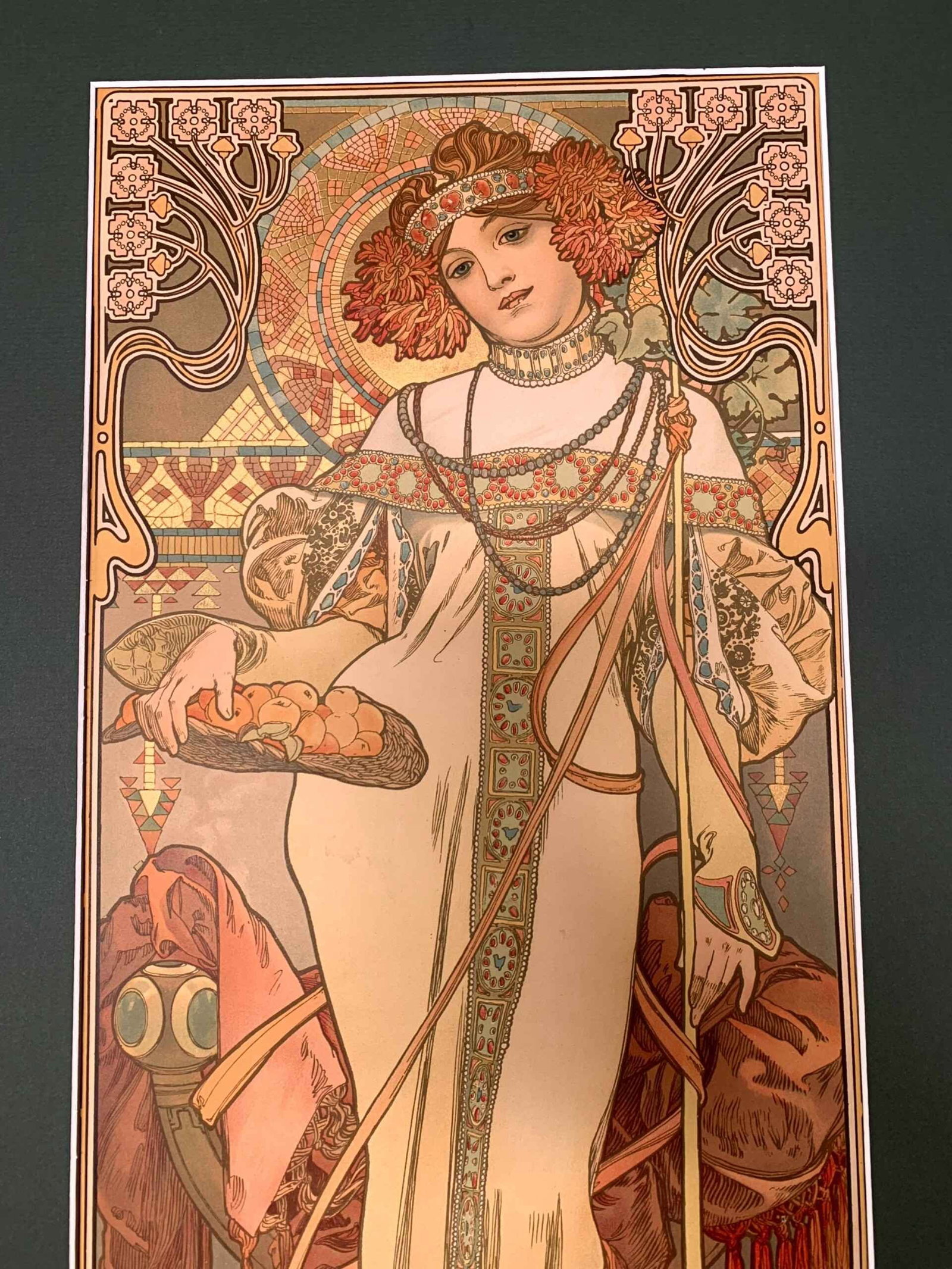Autumn - Art by Mucha (1893) 11.25x26.5 French Art Deco Poster - Matted - 2