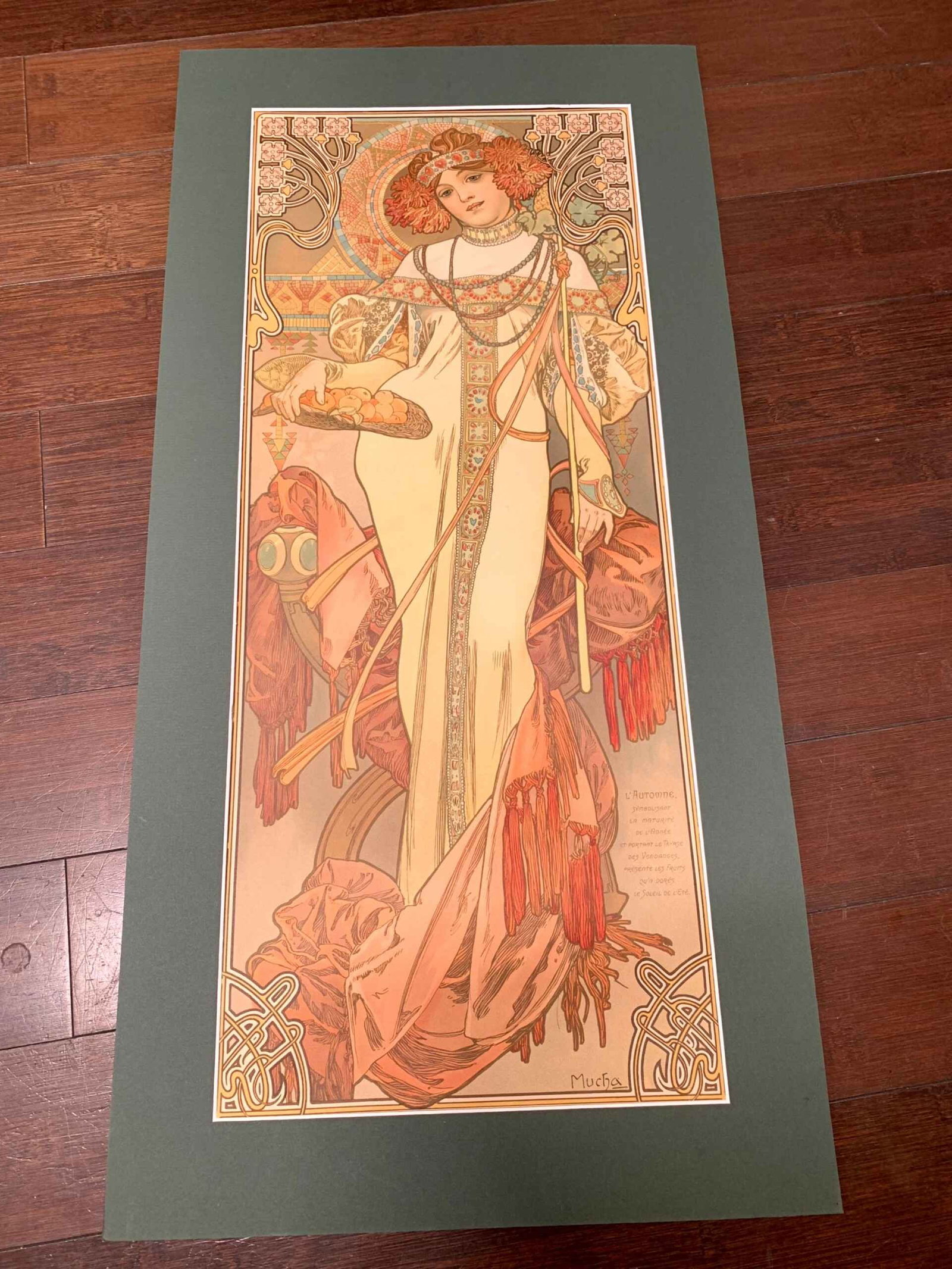 Autumn - Art by Mucha (1893) 11.25x26.5 French Art Deco Poster - Matted - 5