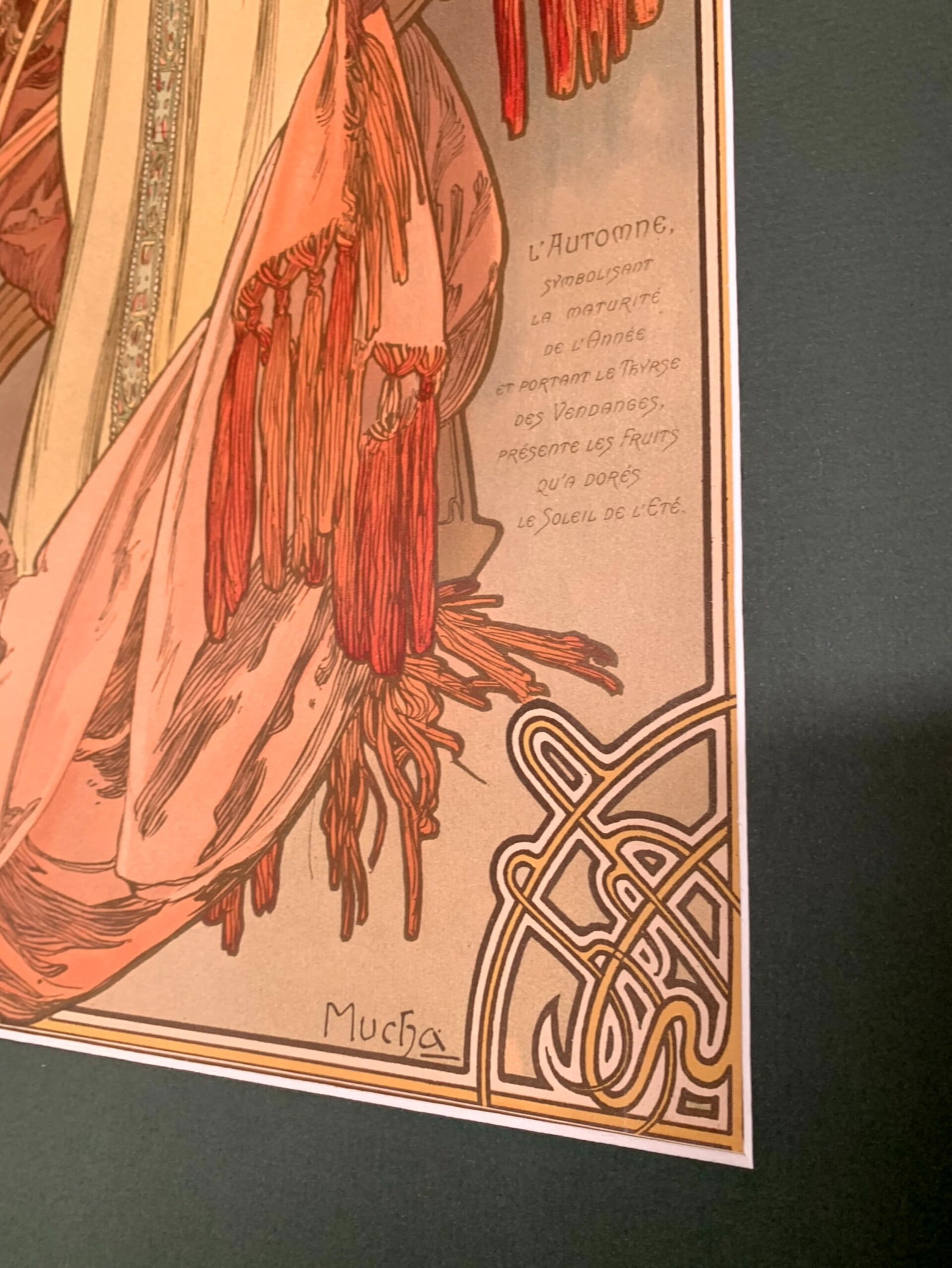 Autumn - Art by Mucha (1893) 11.25x26.5 French Art Deco Poster - Matted - 7