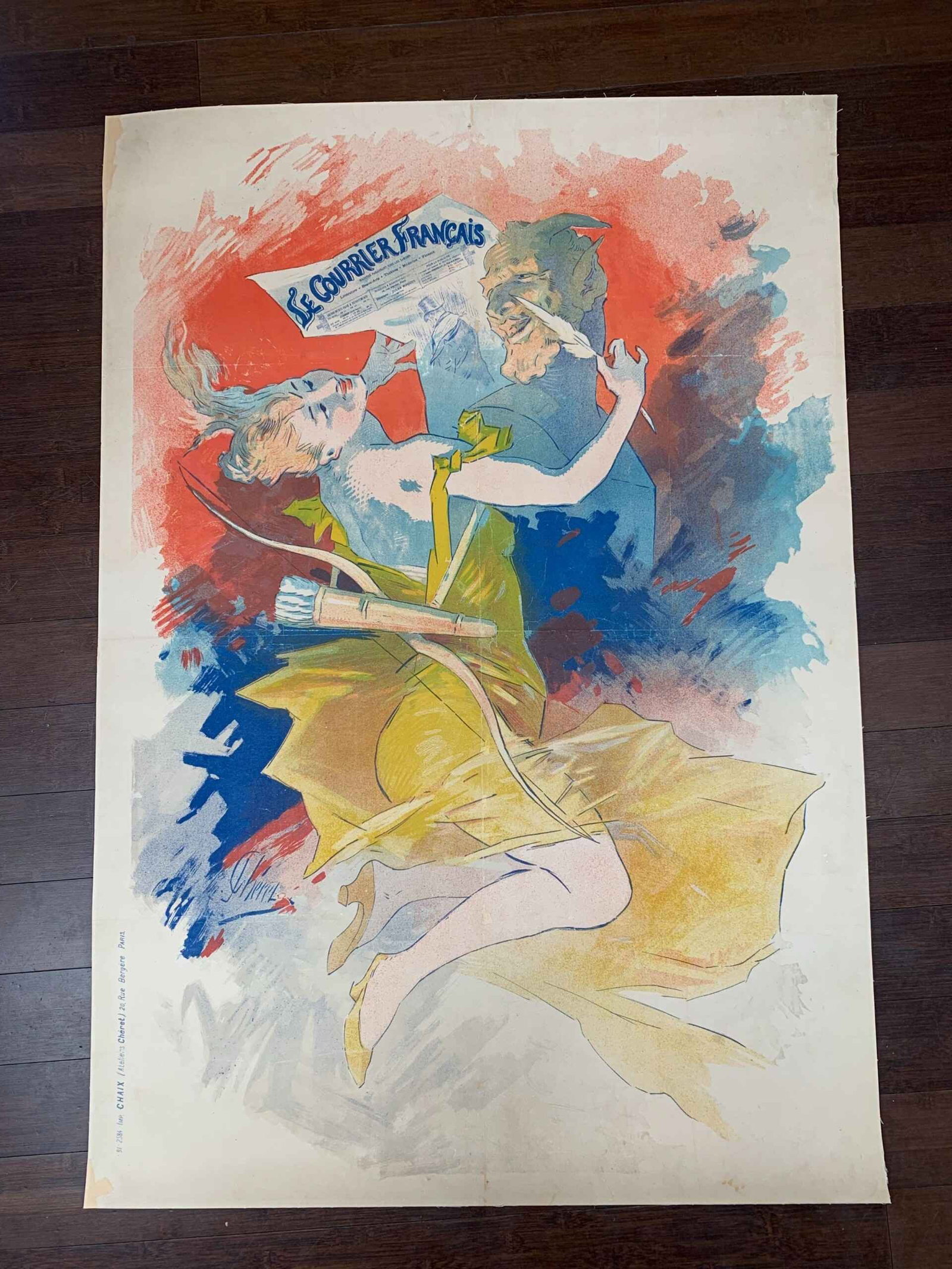 Le Courrier Francais Cheret (1911) 33x48 French Lithograph Poster LB: Le Courrier Francais Cheret (1911) 33x48 French Lithograph Poster LB Reserve: $3,358.00 Shipping: Domestic: Flat-rate of $42.00 to anywhere within the contiguous U.S. International: Foreign shipping
