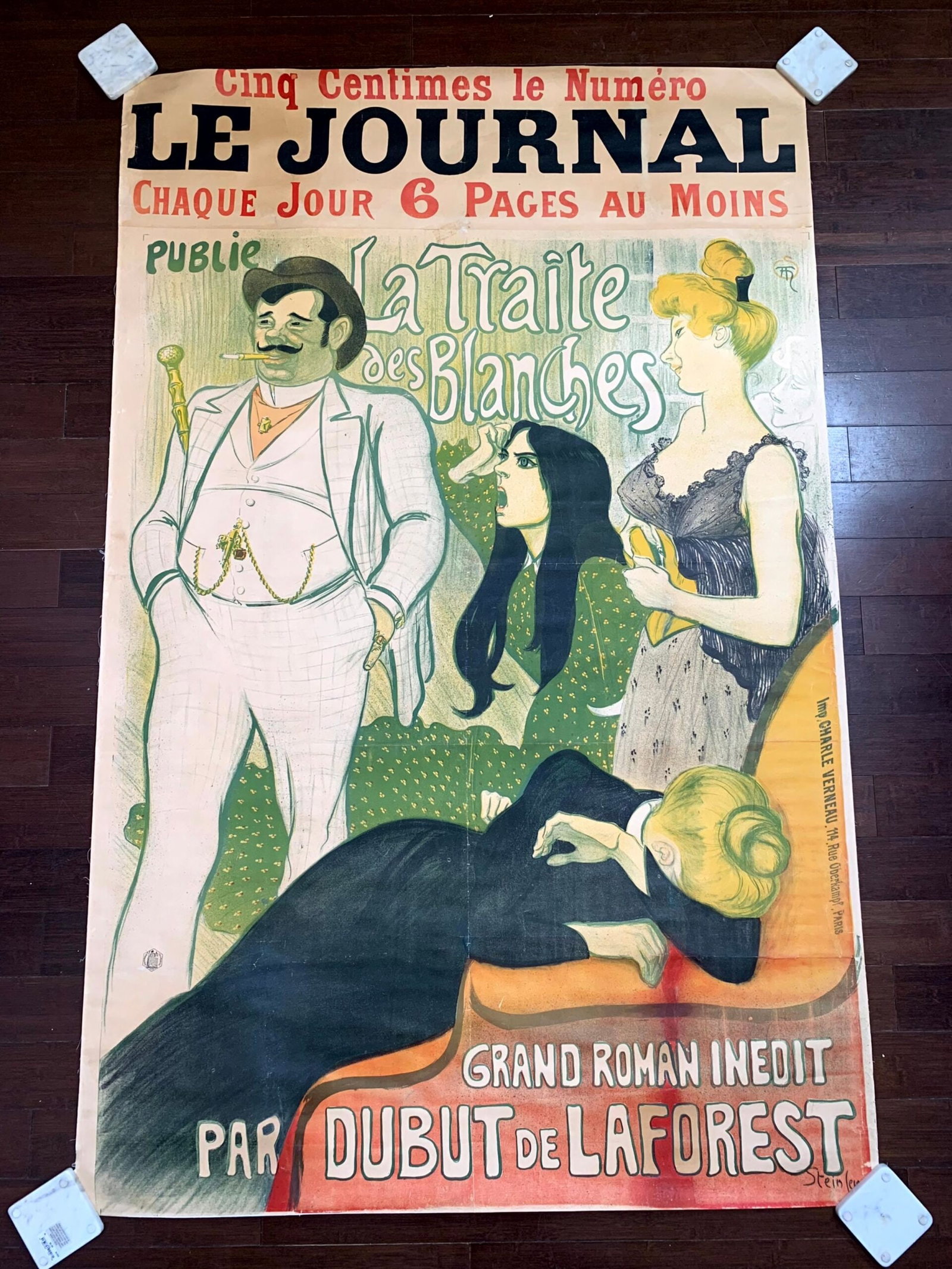 Le Journal - Art by Theophile Alexandre Steinlen (1899) 47"x73" French Theater Poster LB: Le Journal - Art by Theophile Alexandre Steinlen (1899) 47"x73" French Theater Poster LB Reserve: $2,720.00 Shipping: Domestic: Flat-rate of $56.00 to anywhere within the contiguous U.S. International
