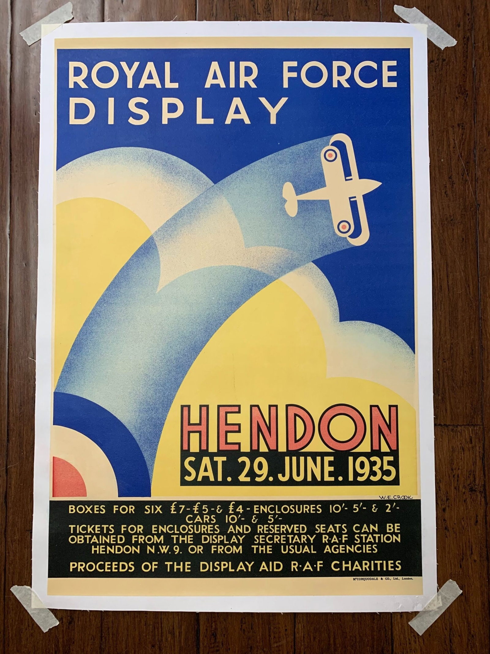 Very Rare Raf Pre-WW2 Art By W.E. Crook (1935) 20x30 UK War Poster LB (1 of 6)