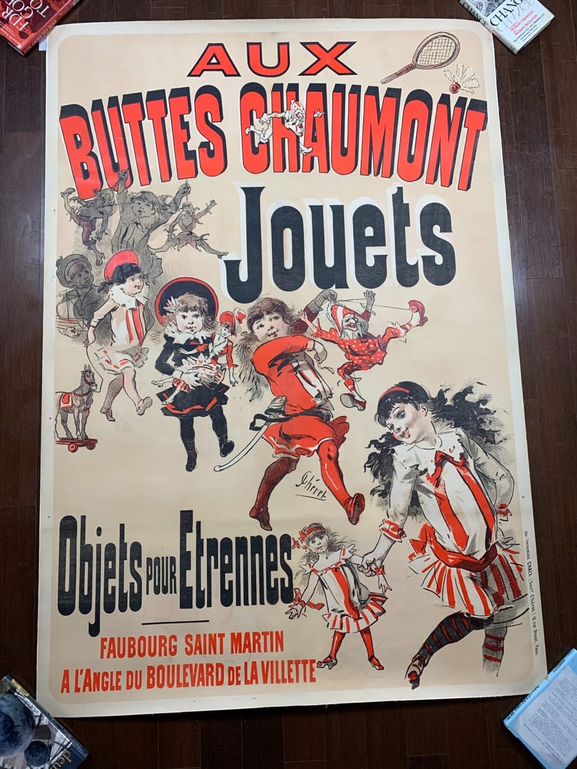 Buttes Chaumont Jouets - Art By Cheret (1885) 40x102 French Advertising Poster LB: Buttes Chaumont Jouets - Art By Cheret (1885) 40x102 French Advertising Poster LB Reserve: $2,125.00 Shipping: Domestic: Flat-rate of $70.00 to anywhere within the contiguous U.S. International: Forei