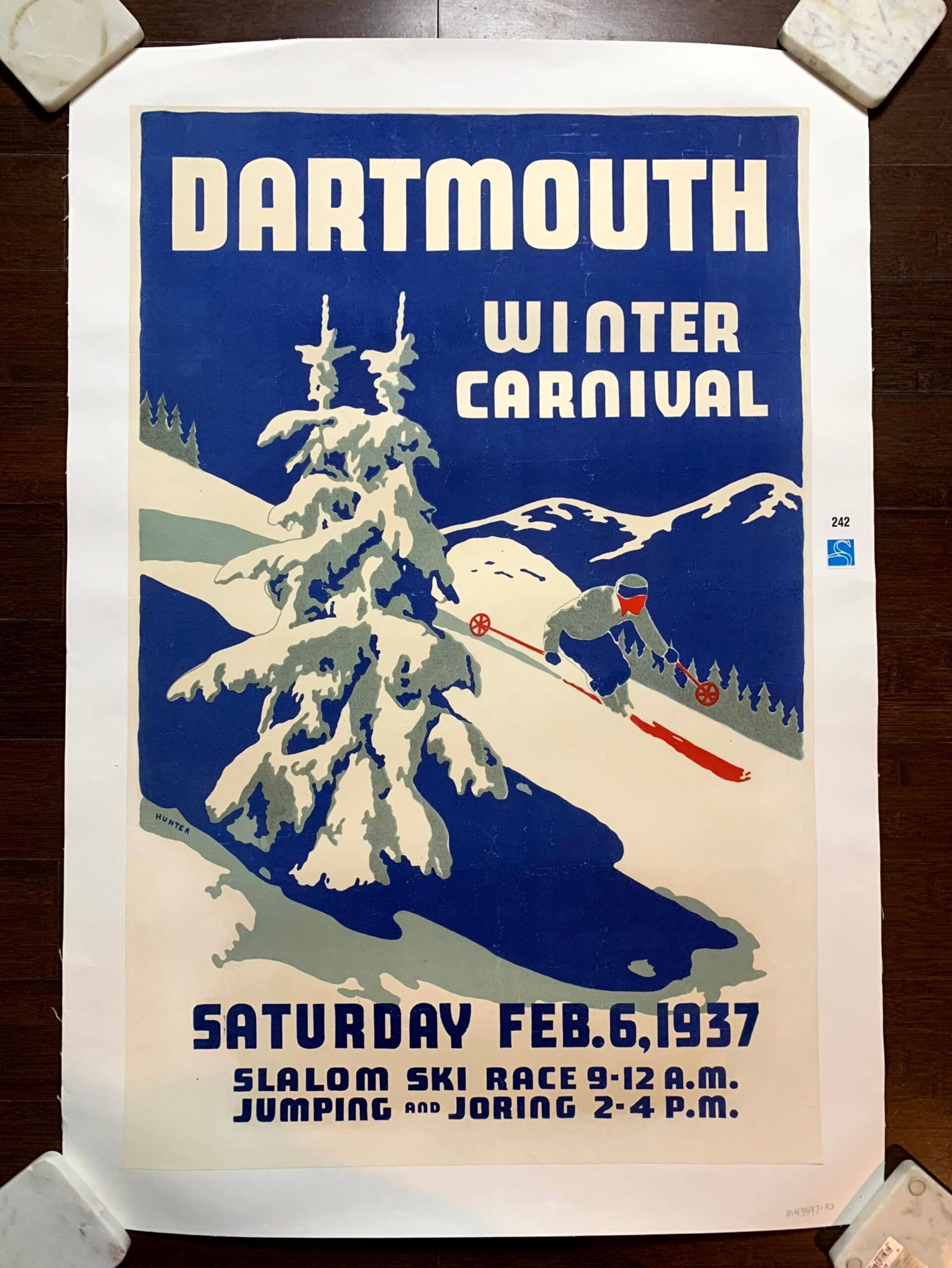 Dartmouth Winter Carnival - Art by Ted Hunter (1937) 22"X34" Swiss Travel Poster LB (1 of 7)