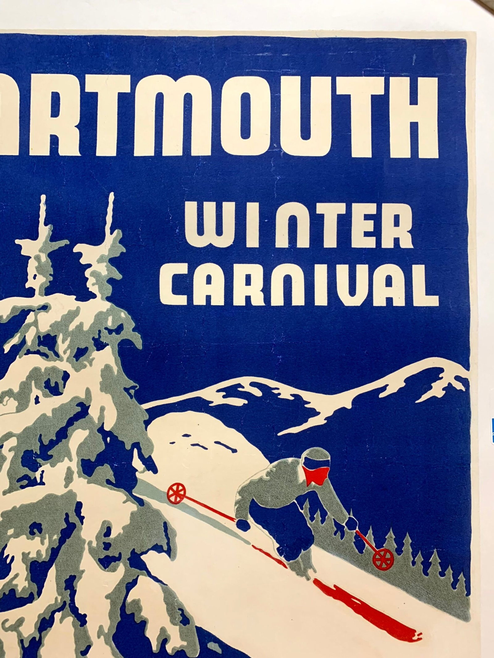 Dartmouth Winter Carnival - Art by Ted Hunter (1937) 22"X34" Swiss Travel Poster LB - 3