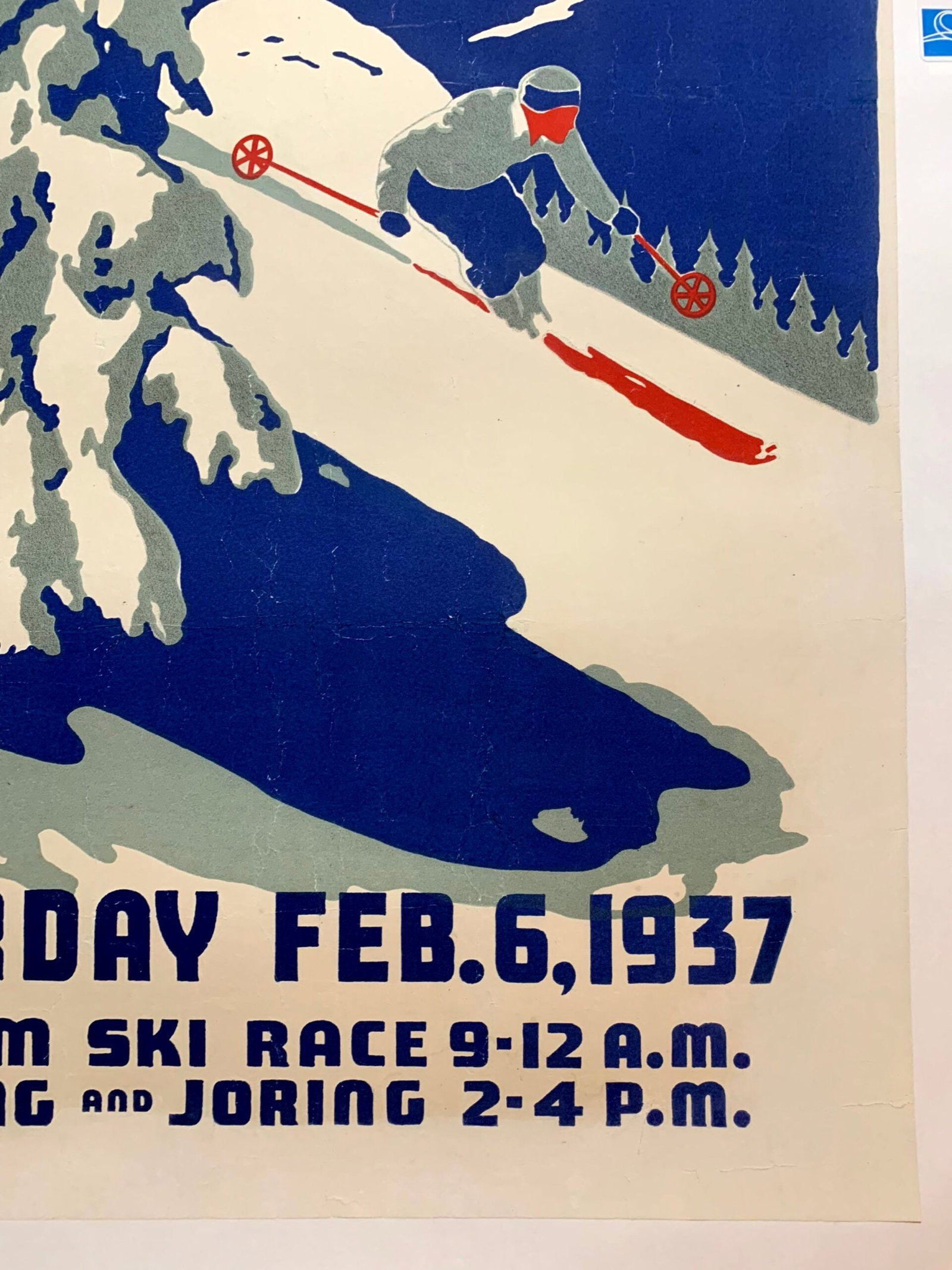 Dartmouth Winter Carnival - Art by Ted Hunter (1937) 22"X34" Swiss Travel Poster LB - 4