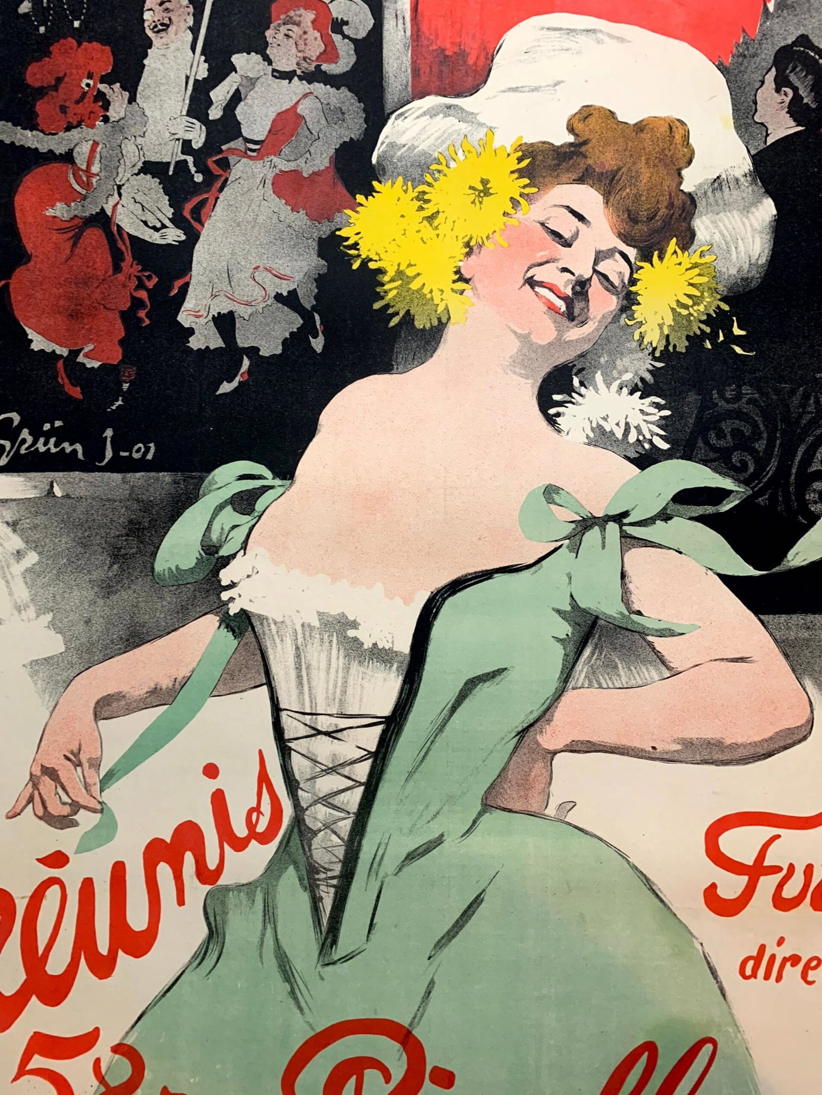 Treteau de Tabarin la Boite a Fursy - Art by Grun (1901) 34.25"X46.5" French Advertising Poster LB - 6