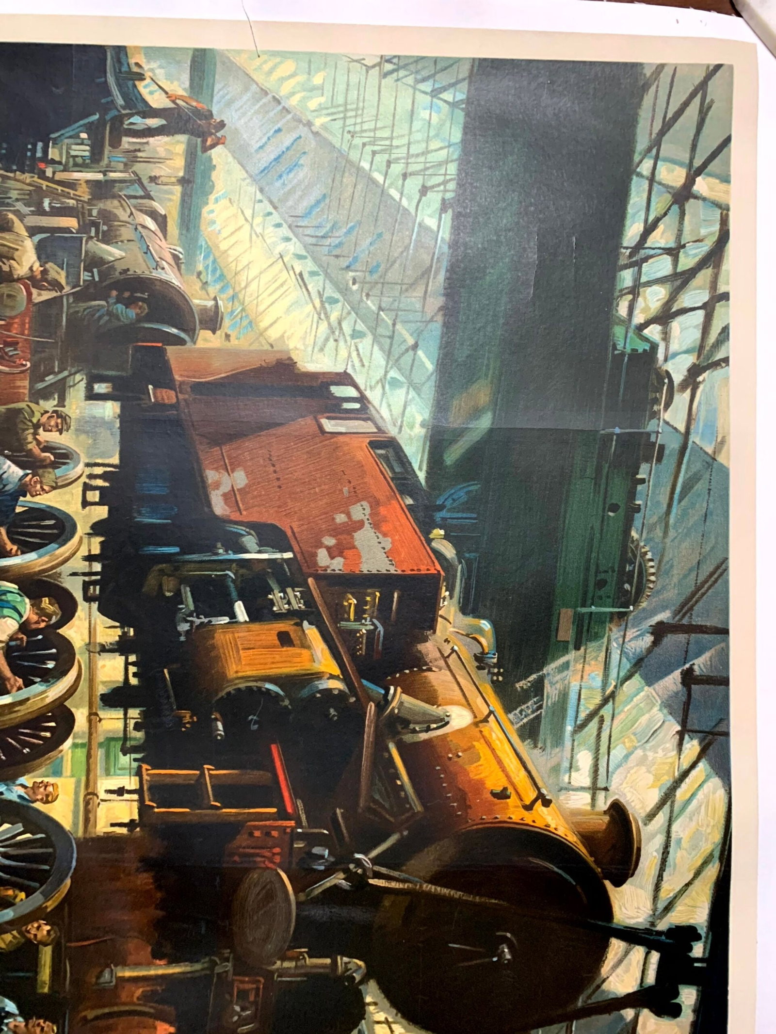 The Engine is Wheeled - Art by Terence Cuneo (1949) 39.5"X49" UK Travel Poster LB - 2