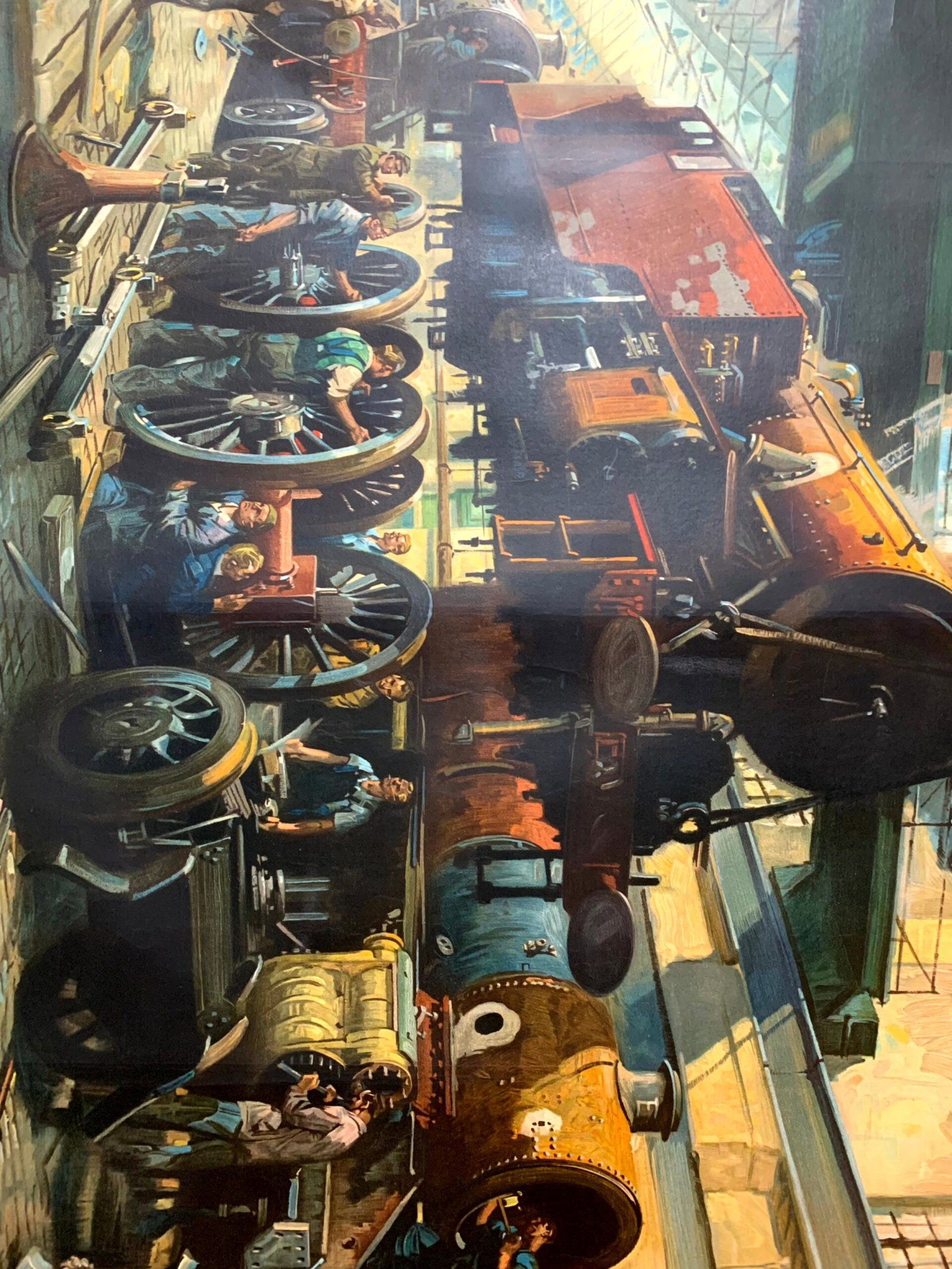The Engine is Wheeled - Art by Terence Cuneo (1949) 39.5"X49" UK Travel Poster LB - 6
