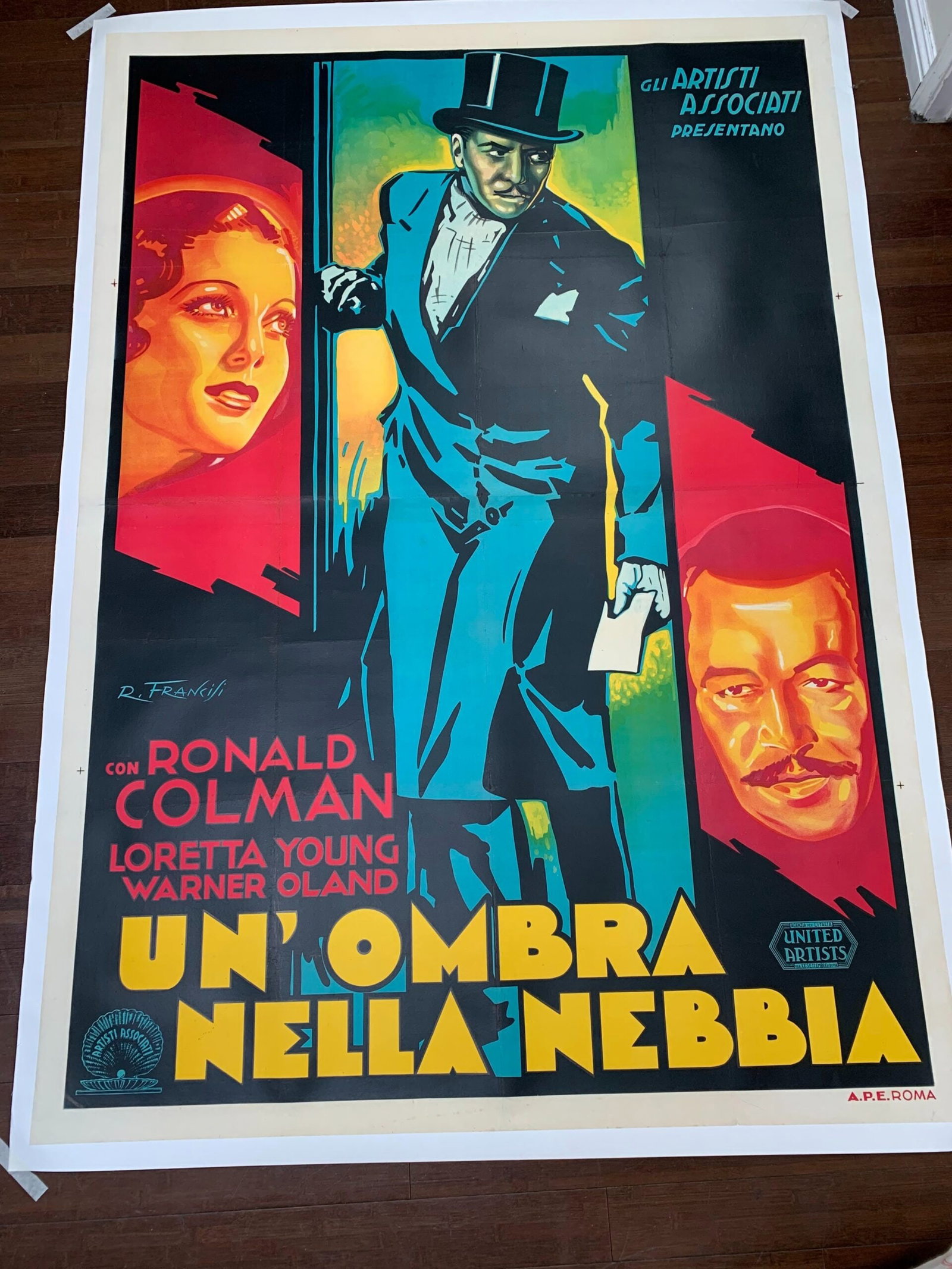 Un Ombra Nella Nebbia aka Bulldog Drummond Strikes Back (1935) 54.625" x 77" Italian Movie Poster LB - 2