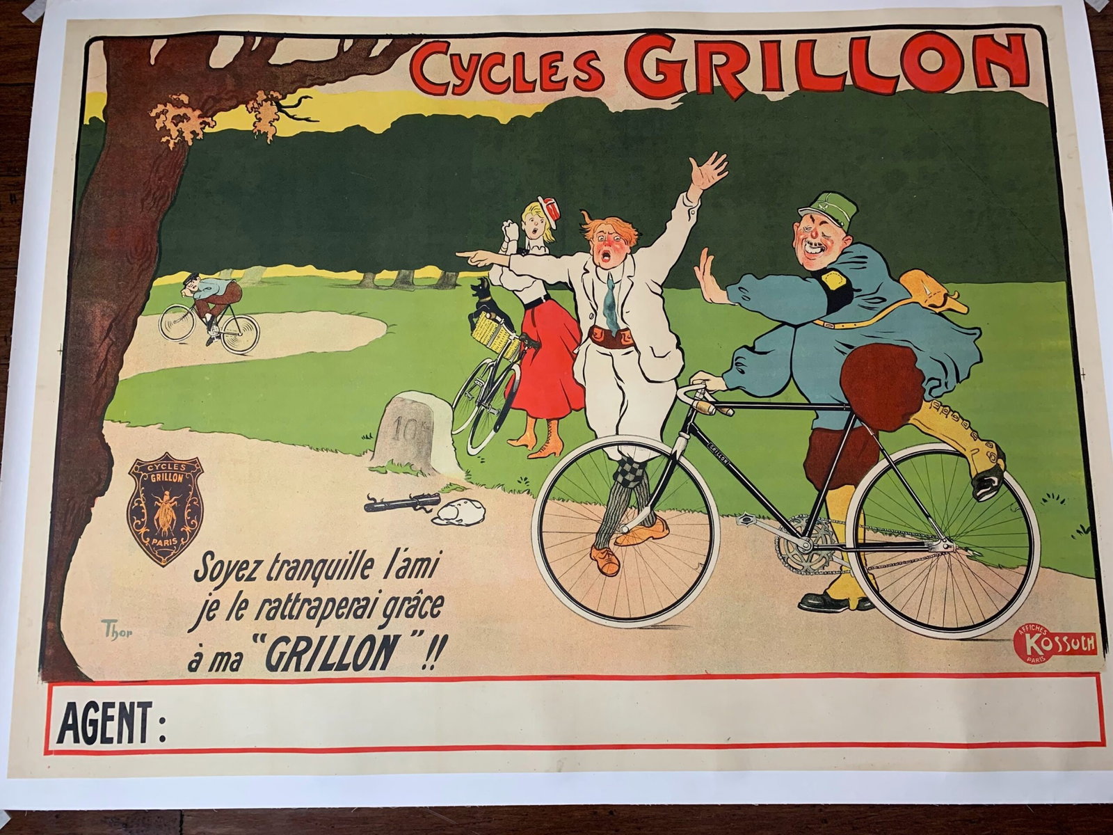 Cycles Grillon - Art By Hans Thor (1900) 39x54 French Advertising Poster LB: Cycles Grillon - Art By Hans Thor (1900) 39x54 French Advertising Poster LB Reserve: $1,488.00 Shipping: Domestic: Flat-rate of $56.00 to anywhere within the contiguous U.S. International: Foreign