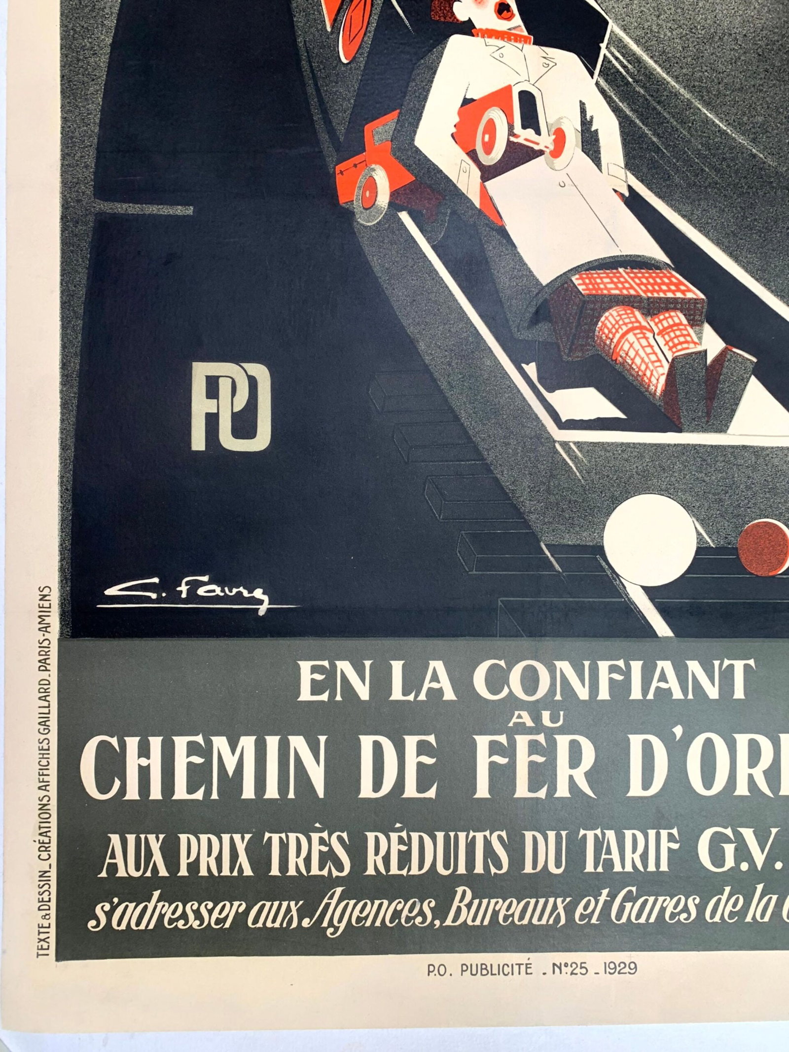 Chemin Fer D'Orleans - Art by Georges Favre (1929) 24.5"X39.25" French Travel Poster LB - 5
