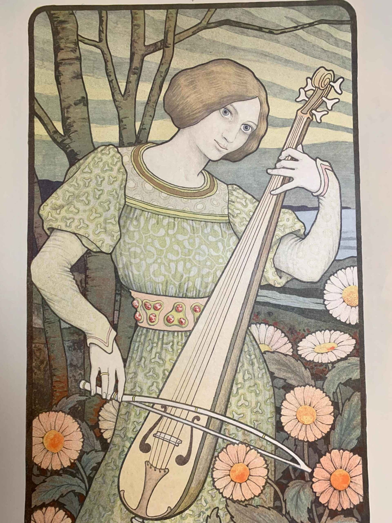 La Viole de Gambe - Art Berthon Great Condition (1899) 19.75x25.5 French Poster LB - 3