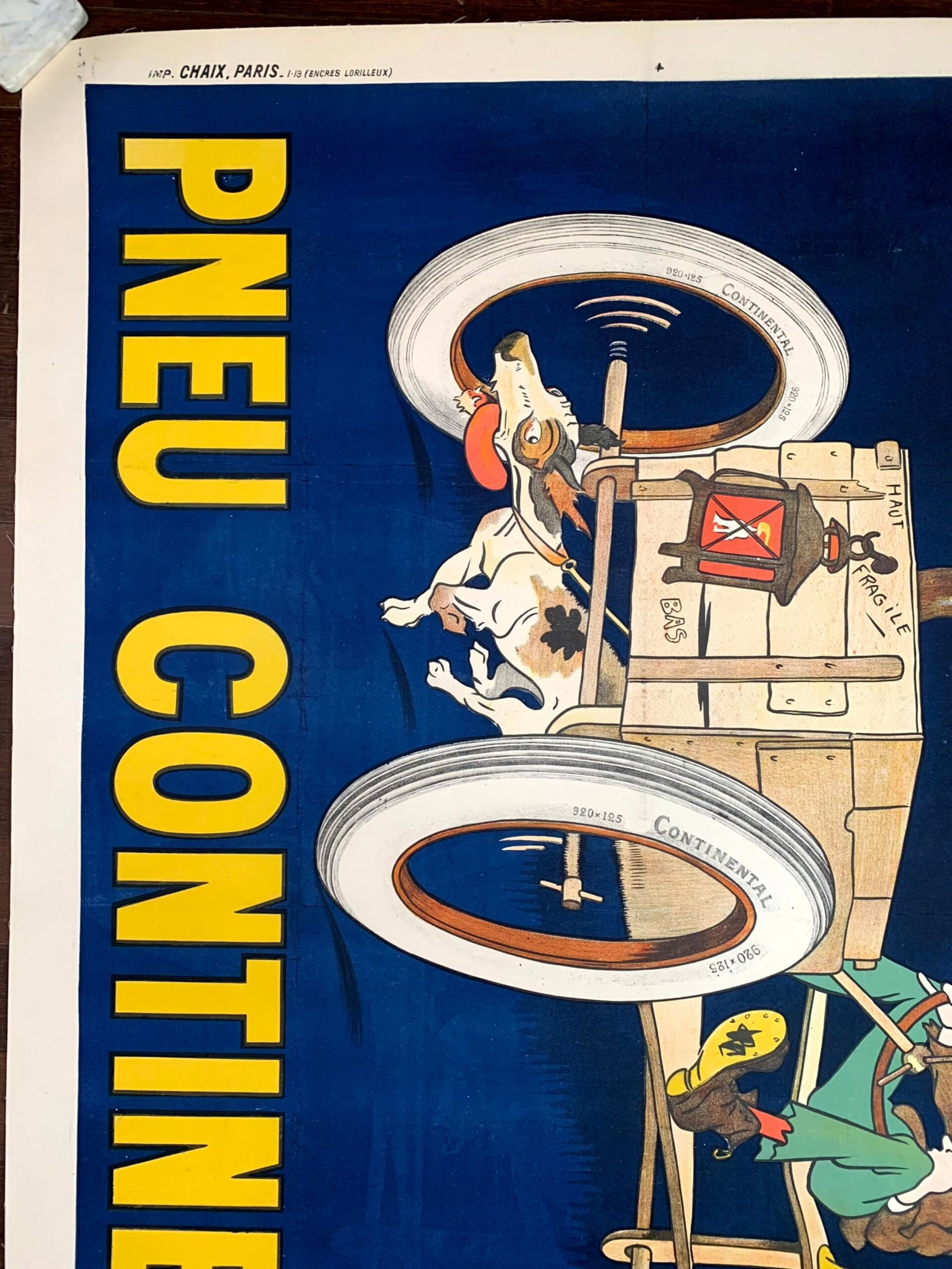 Pneu Continental (1910) 46"X63" French Advertising Poster LB - 3