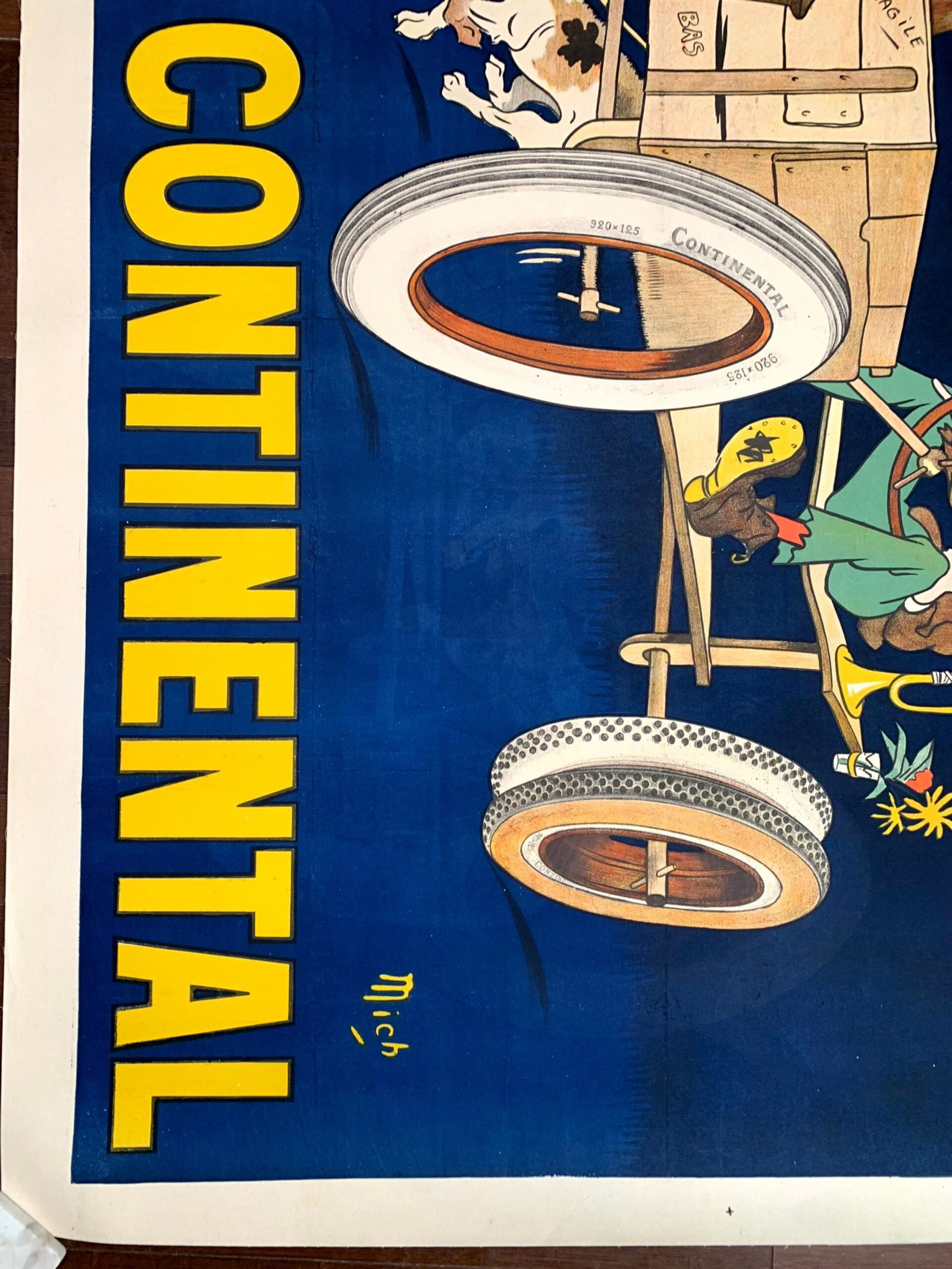 Pneu Continental (1910) 46"X63" French Advertising Poster LB - 4