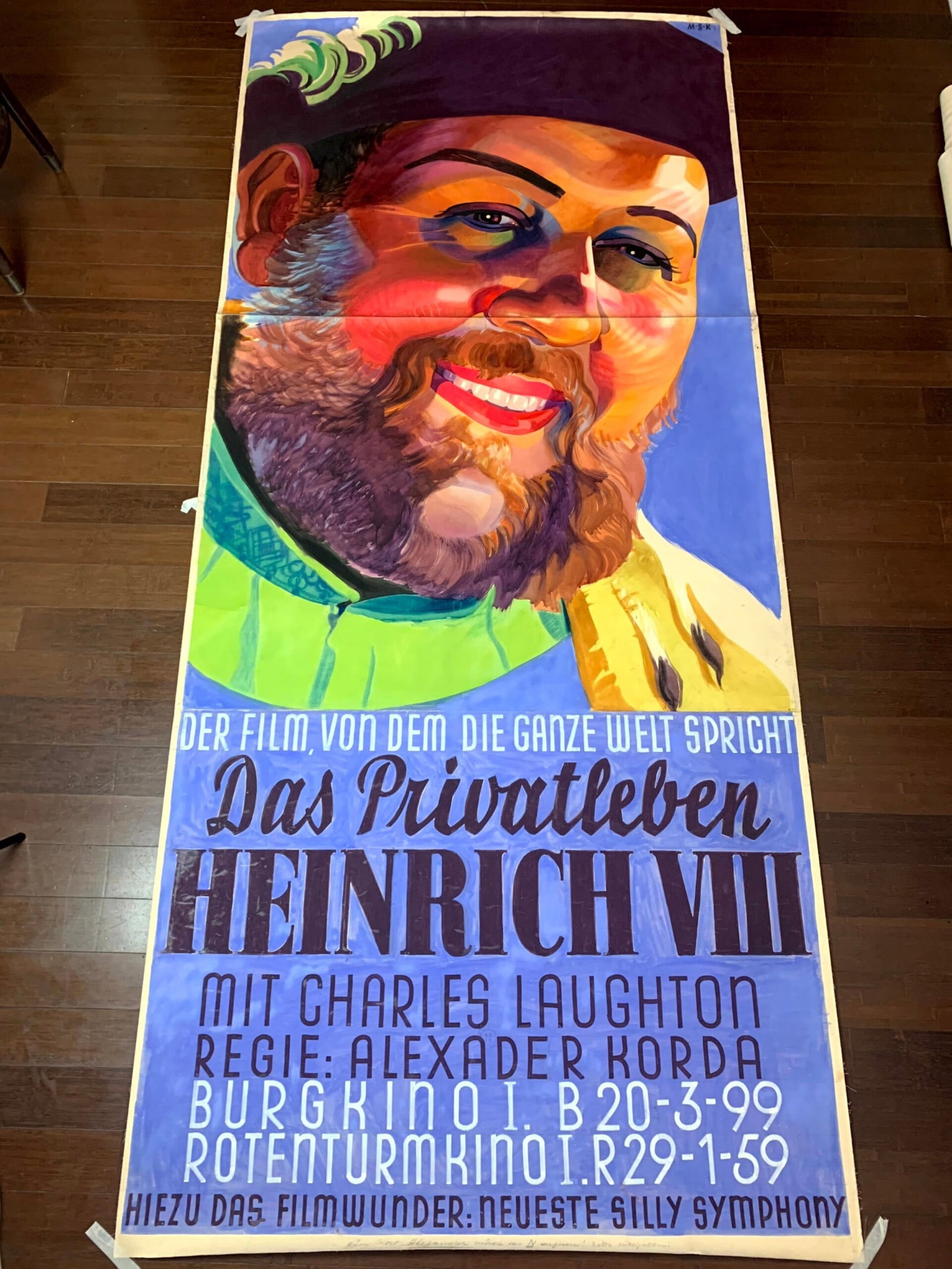 The Private Life Of Henry VIII - Art By Margite Kováts (1933) 49.2x108.2 Austrian Gouache Art - 3