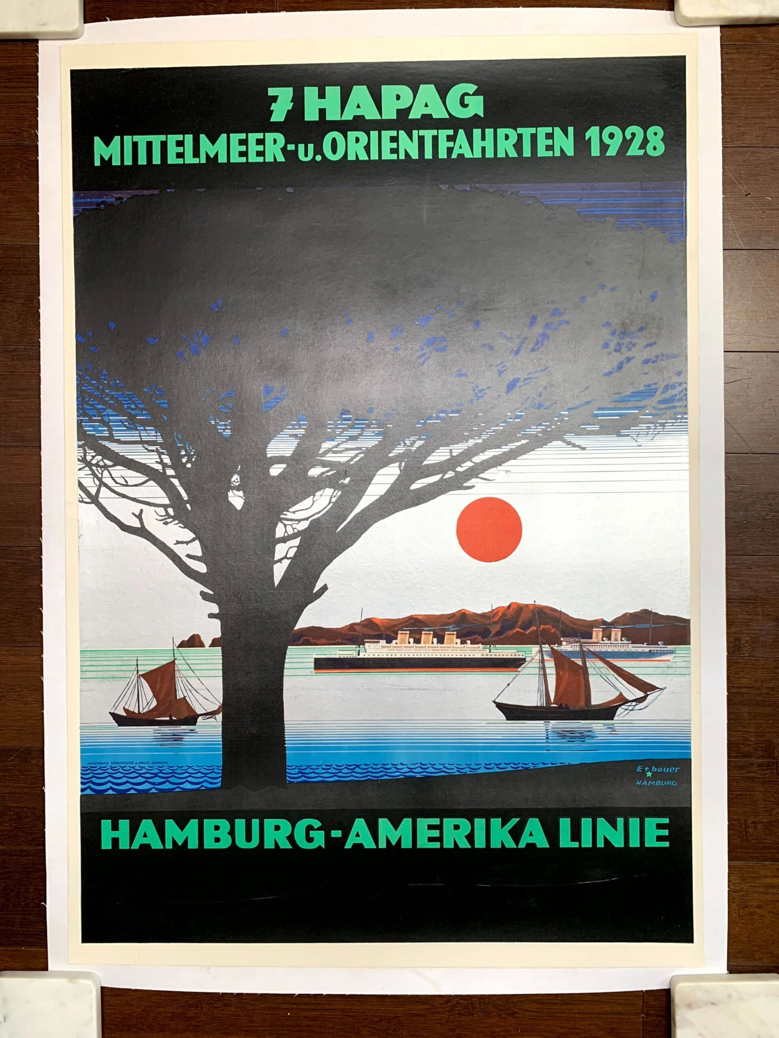 Hamburg America Line - PAI (1935) 23.75x34.5 German Litho Poster LB (1 of 6)