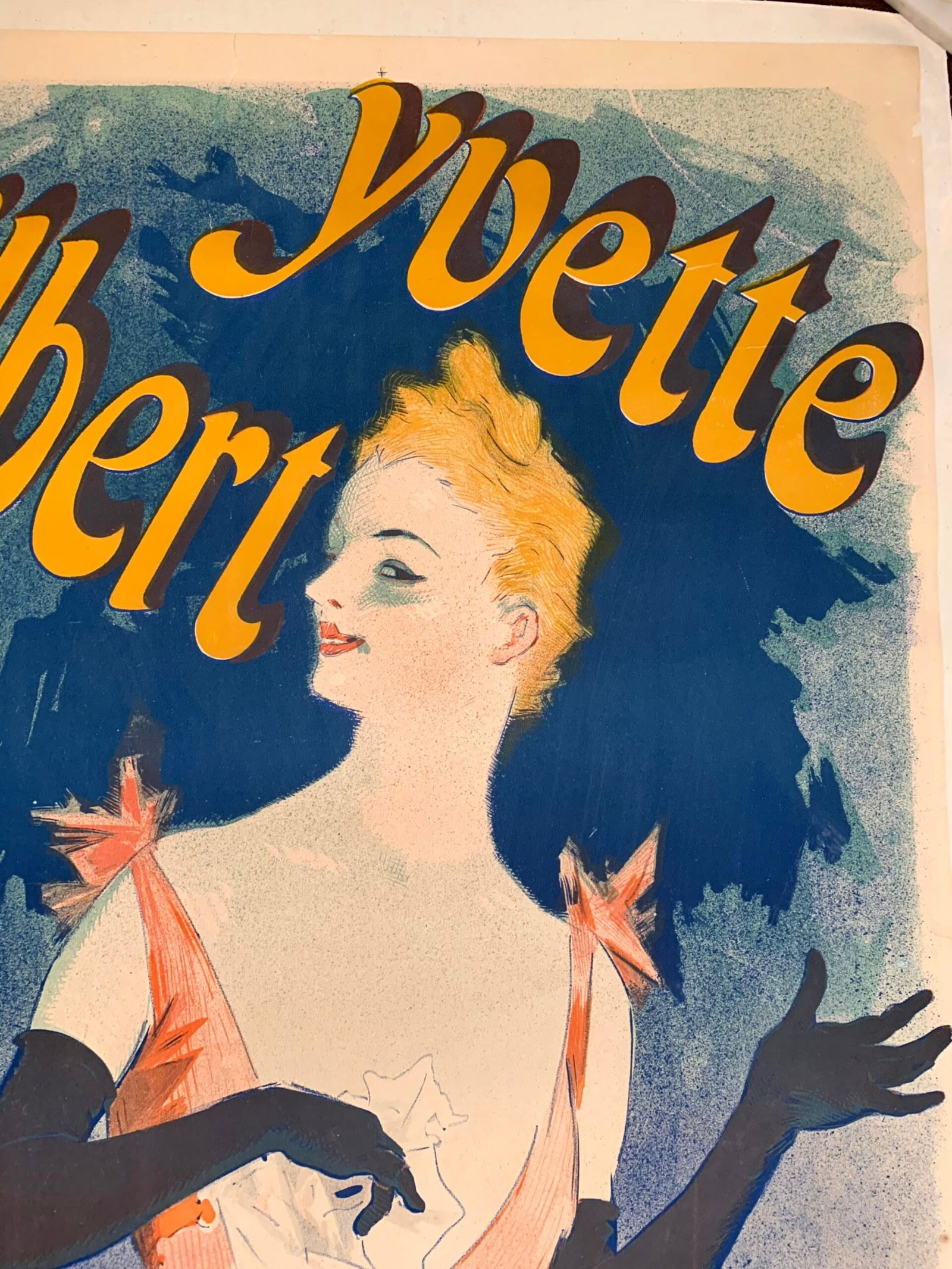 Yvette Guilbert - Art by Cheret (1891) 33.5"X49" French Theater Poster LB - 3