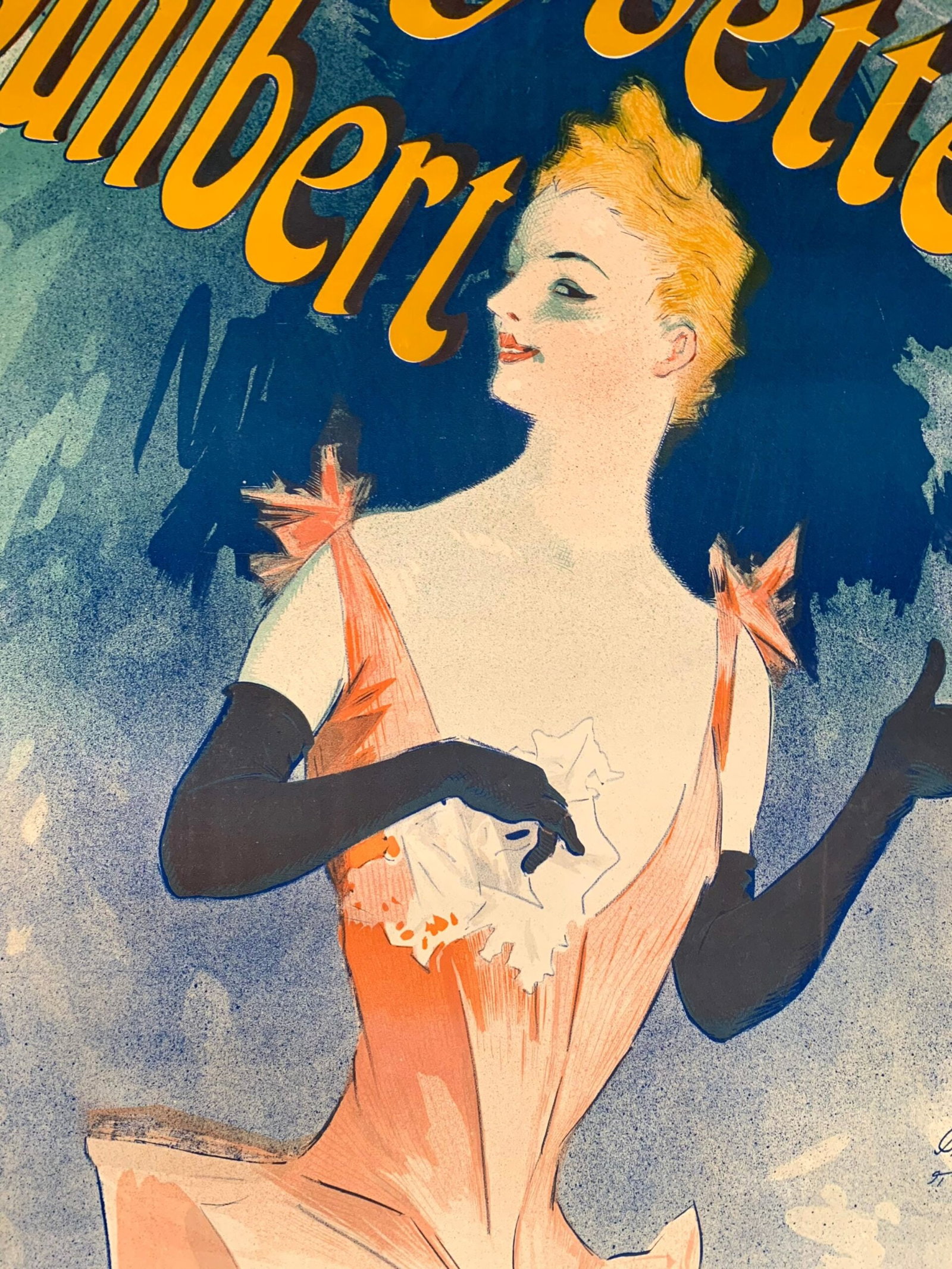 Yvette Guilbert - Art by Cheret (1891) 33.5"X49" French Theater Poster LB - 6