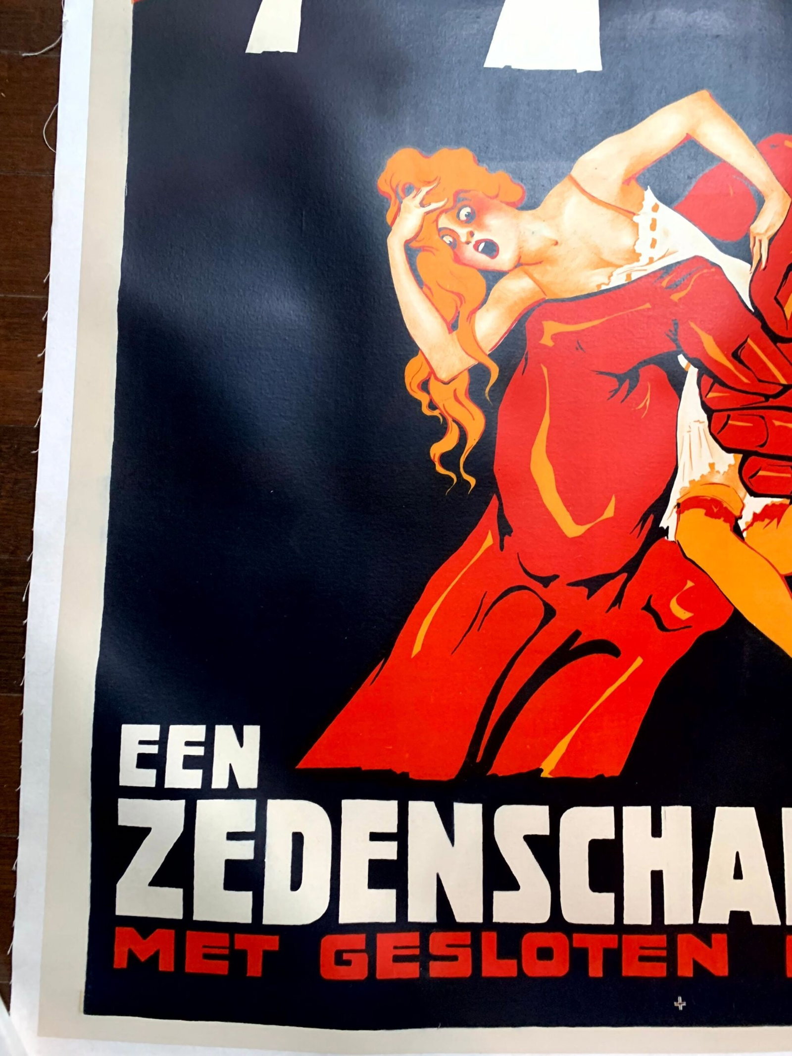 Een Zedenschandaal - Art by Jan Kotting (1920) 31.5"X43" Dutch Movie Poster LB - 4