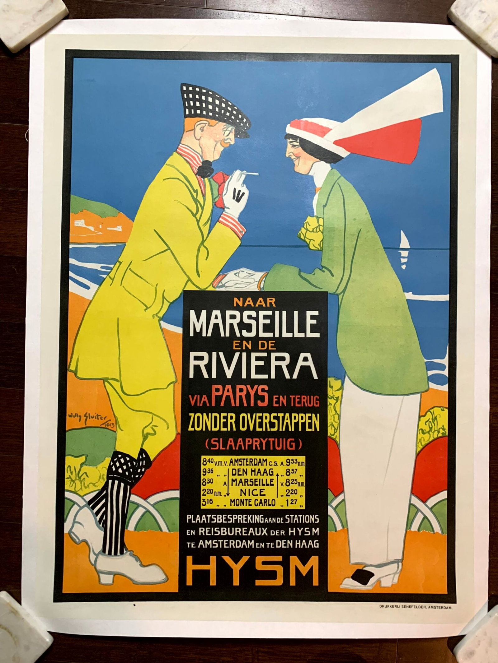 Marseille en de Riviera - Art by Willy Sluiter (1913) 24.75"X33.25" French Advertising Poster LB (1 of 6)