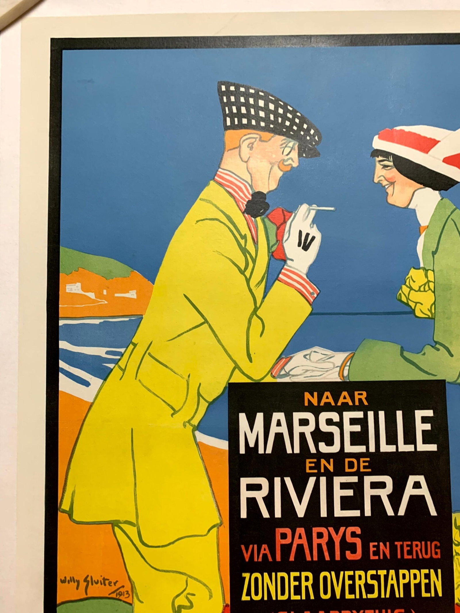 Marseille en de Riviera - Art by Willy Sluiter (1913) 24.75"X33.25" French Advertising Poster LB - 2