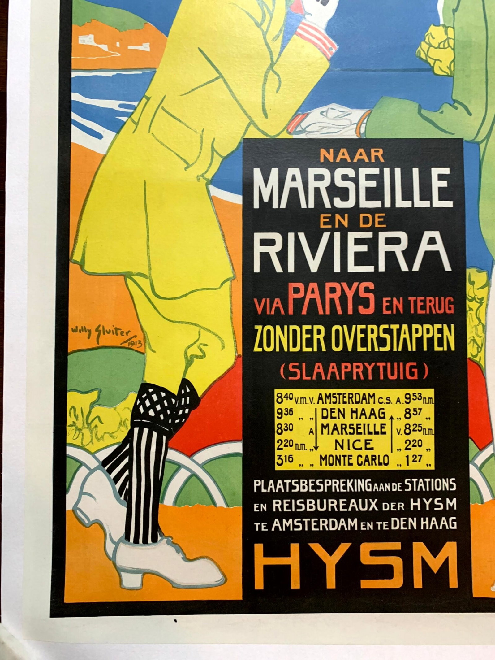 Marseille en de Riviera - Art by Willy Sluiter (1913) 24.75"X33.25" French Advertising Poster LB - 5