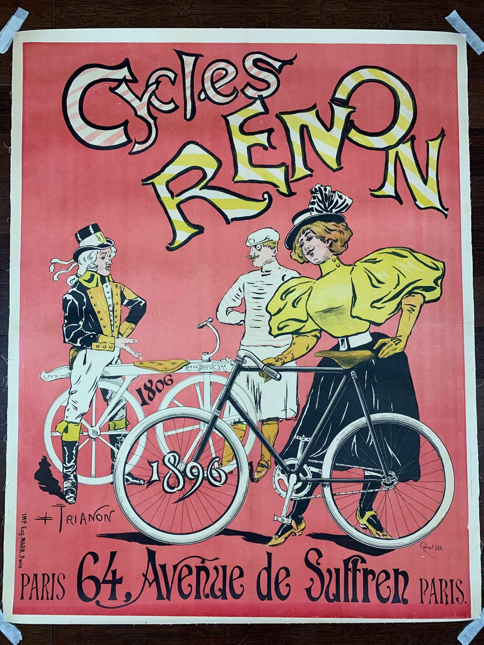 Cycles Renon - Art Trianon (1896) 34.5x43.5 French Advertising Poster LB: Cycles Renon - Art Trianon (1896) 34.5x43.5 French Advertising Poster LB Reserve: $978.00 Shipping: Domestic: Flat-rate of $56.00 to anywhere within the contiguous U.S. International: Foreign