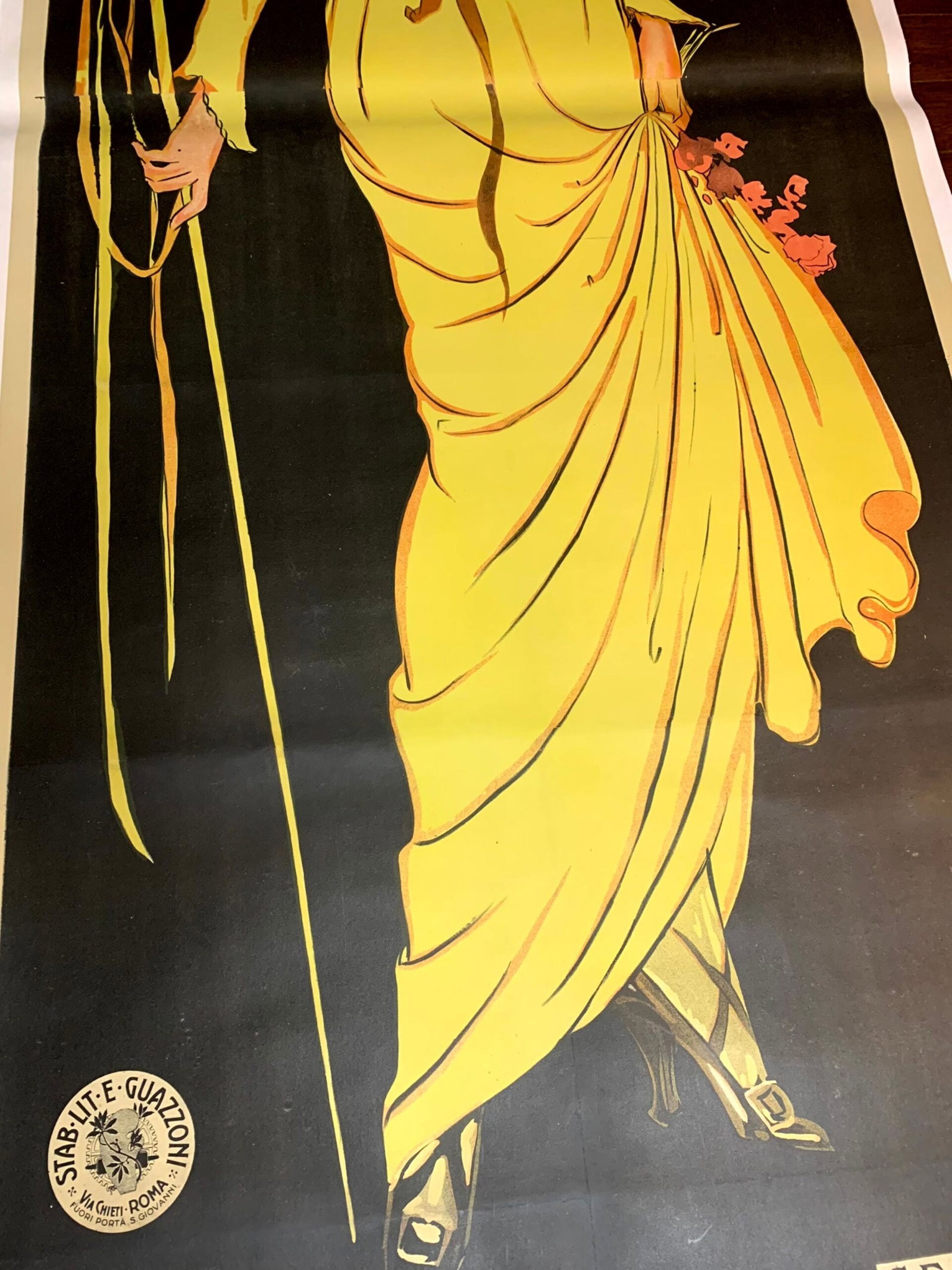 Tosca Caesar Films - Art by Tito Corbella (1918) 36.5"X110" Italian Movie Poster LB - 4