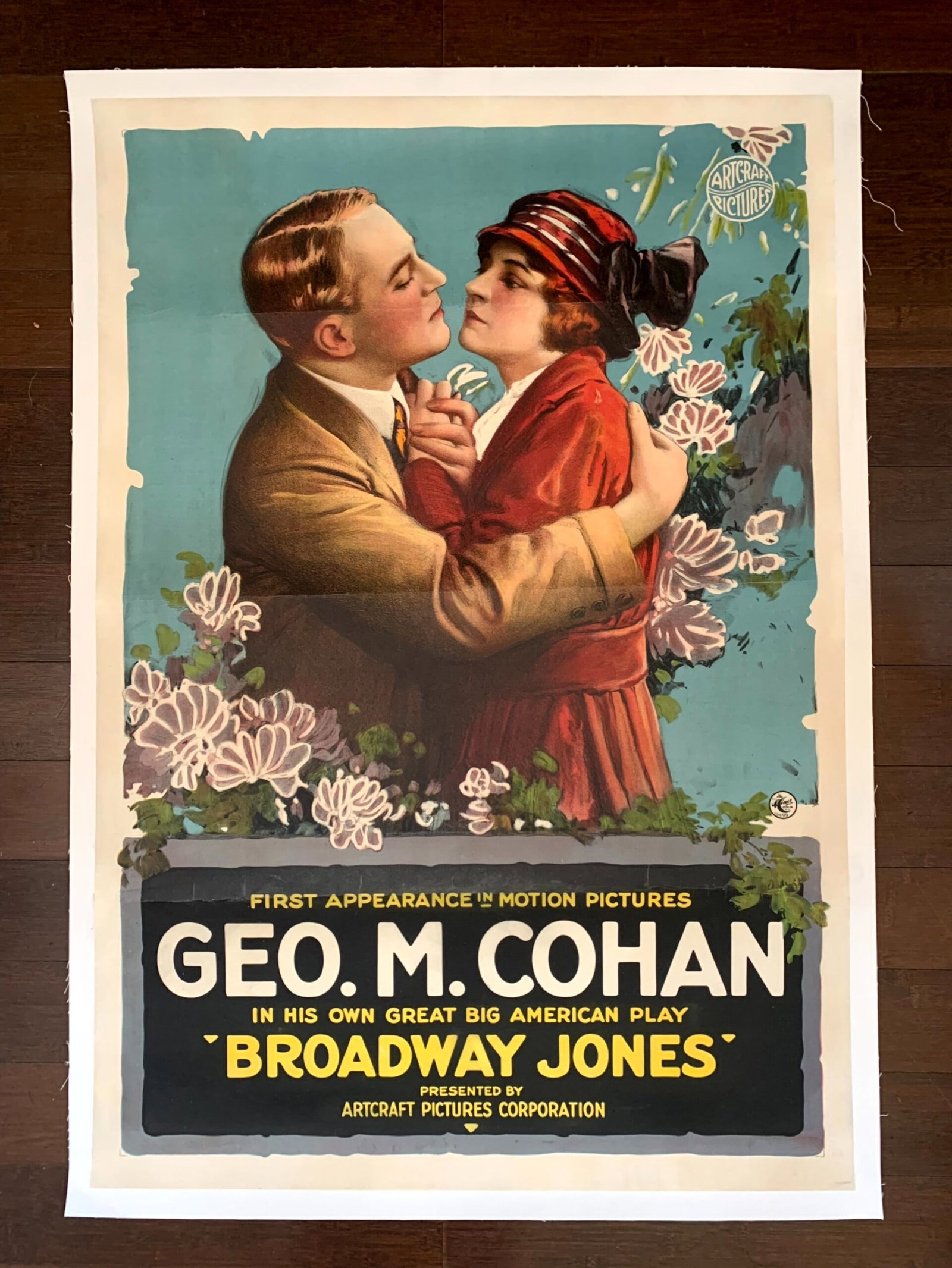 Broadway Jones - George M. Cohan 1st Movie (1917) 28.25x41 US Silent Movie Poster: Broadway Jones - George M. Cohan 1st Movie (1917) 28.25x41 US Silent Movie Poster Reserve: $935.00 Shipping: Domestic: Flat-rate of $42.00 to anywhere within the contiguous U.S. International: Foreign