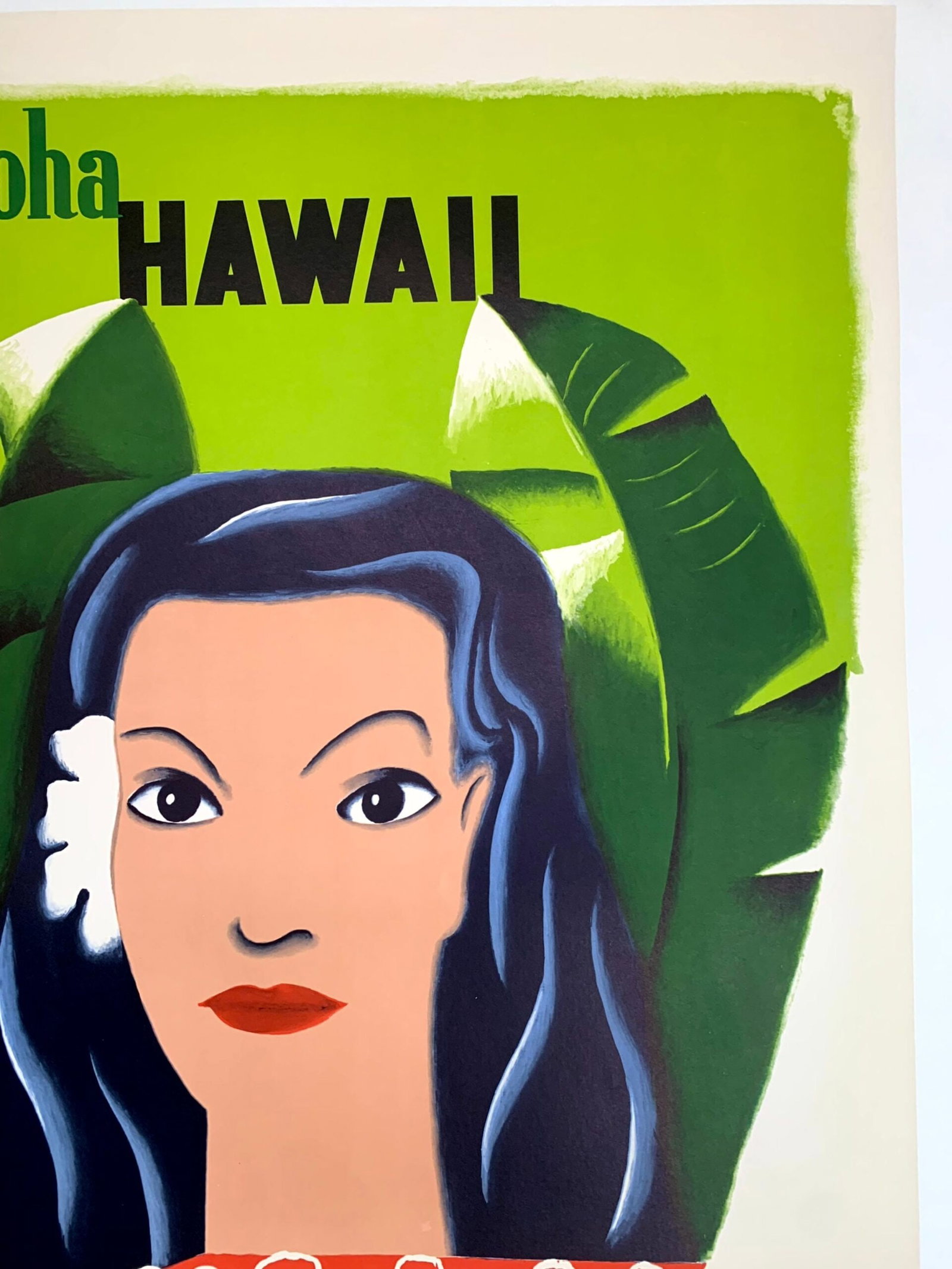 Hawaii - Pan American - Art by Edward Kauffer (1953) 28"X41.5" US Travel Poster LB - 3