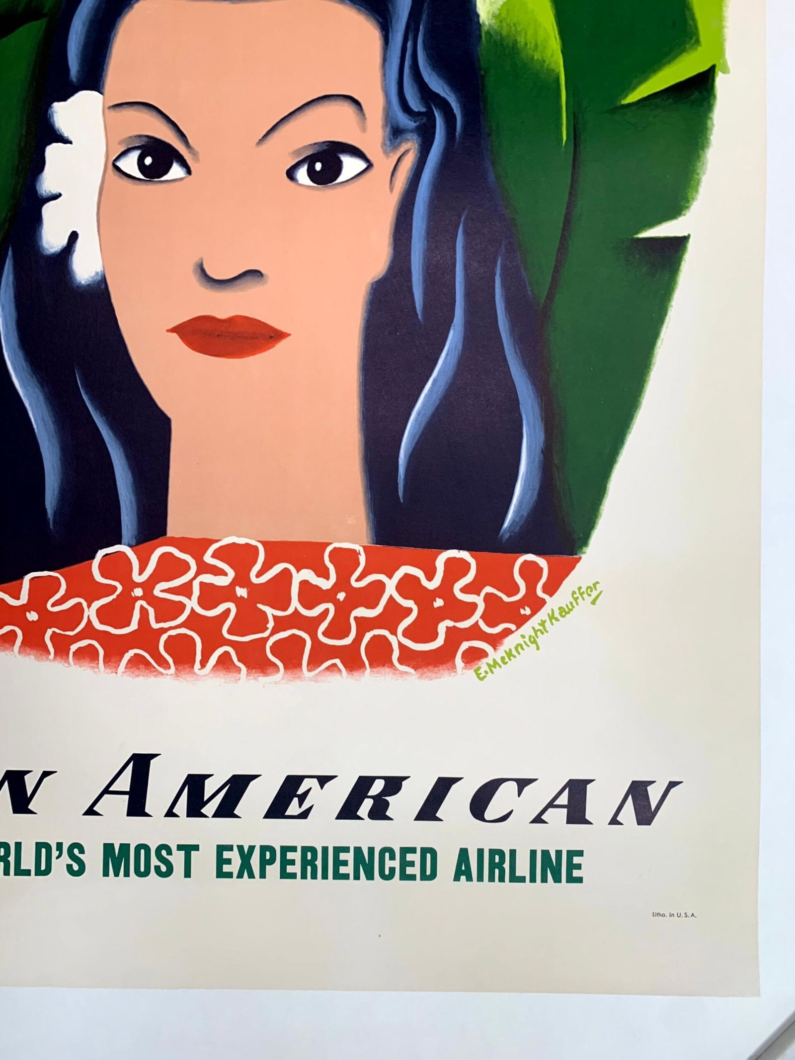 Hawaii - Pan American - Art by Edward Kauffer (1953) 28"X41.5" US Travel Poster LB - 4