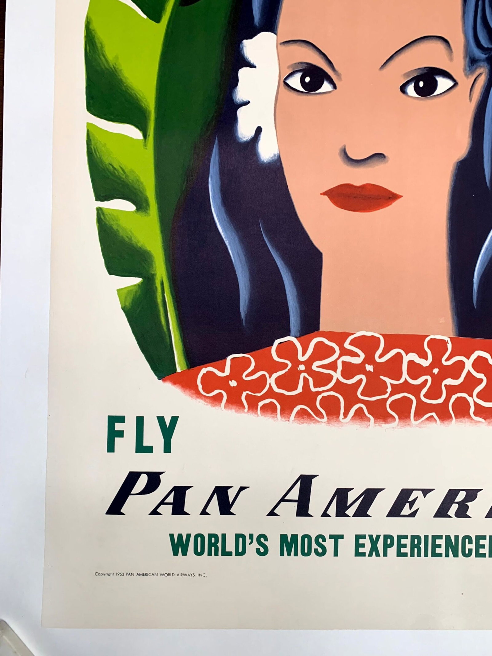 Hawaii - Pan American - Art by Edward Kauffer (1953) 28"X41.5" US Travel Poster LB - 5