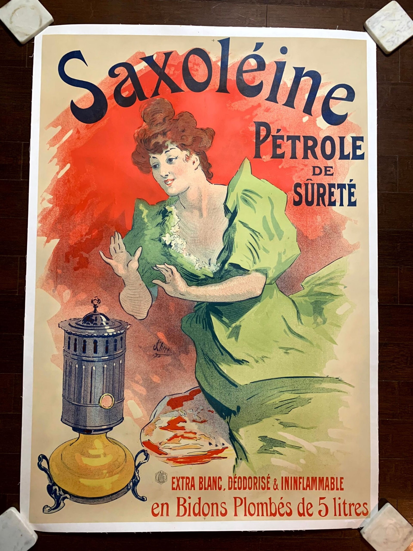 Saxoleine Petrole de Surete - Art by Cheret (1900) 33"X47.5" French Advertising Poster LB - 2