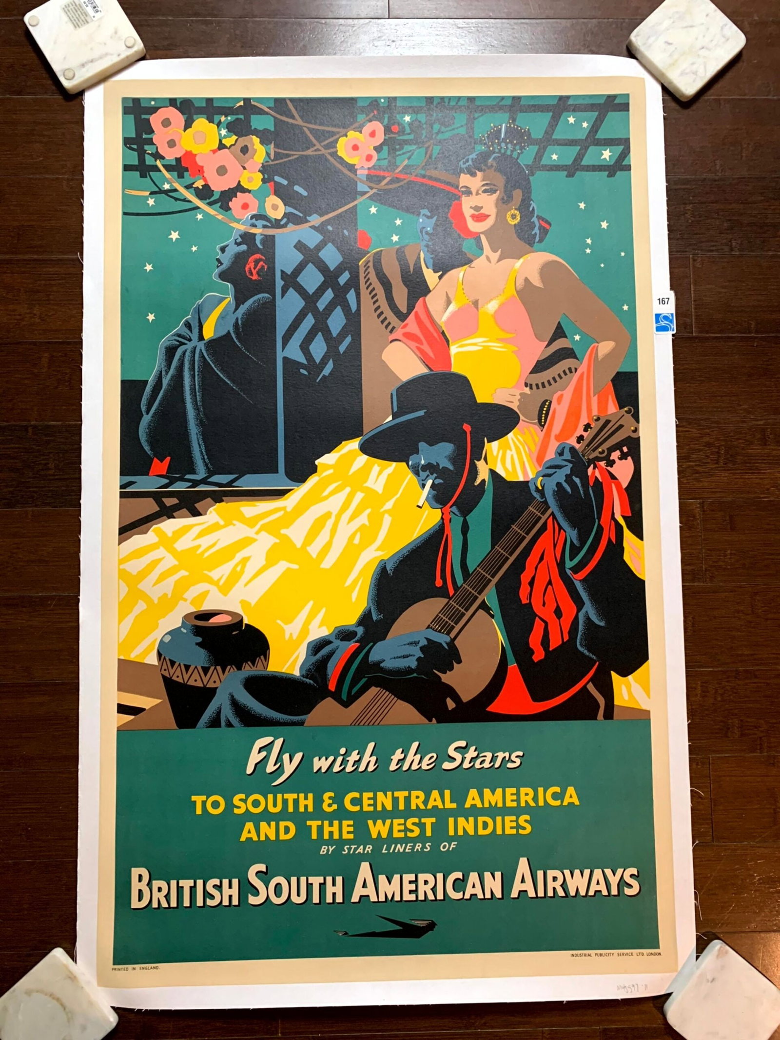 Fly With the Stars - British South American Airways (1947) 25"X40.25" UK Travel Poster LB (1 of 6)