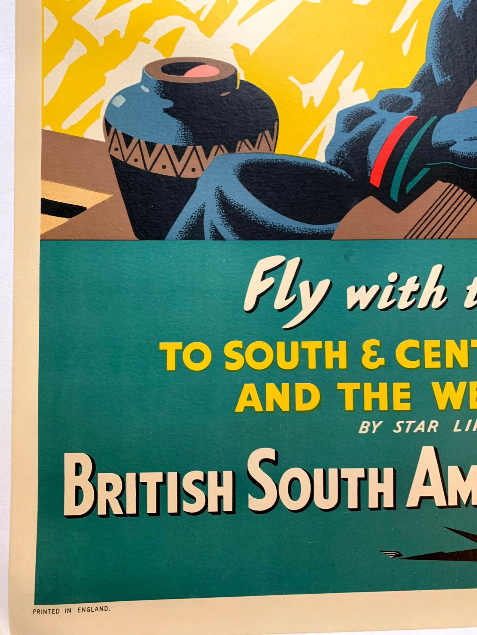 Fly With the Stars - British South American Airways (1947) 25"X40.25" UK Travel Poster LB - 5