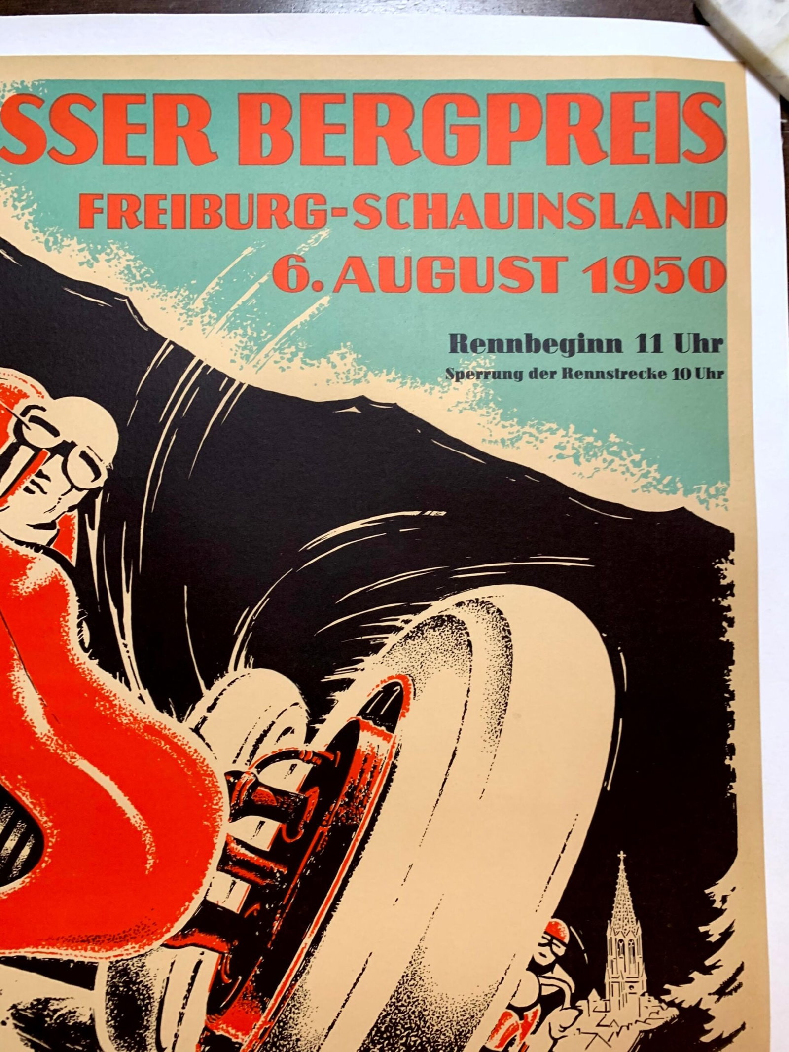 Grosser Bergpreis Freiburg - Art by Kienast Eugen (1950) 23.25"X33" German Advertising Poster LB - 3