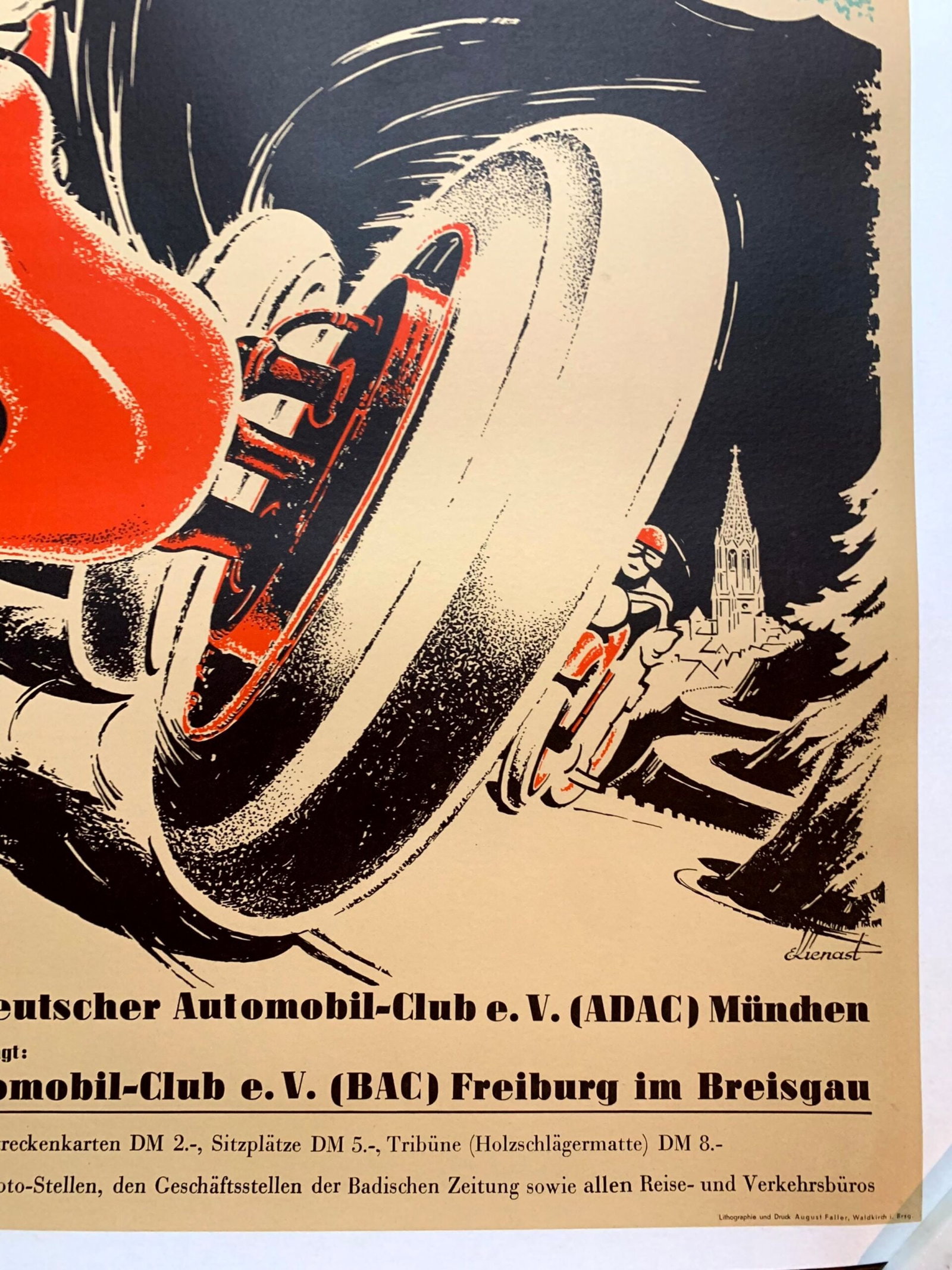 Grosser Bergpreis Freiburg - Art by Kienast Eugen (1950) 23.25"X33" German Advertising Poster LB - 4