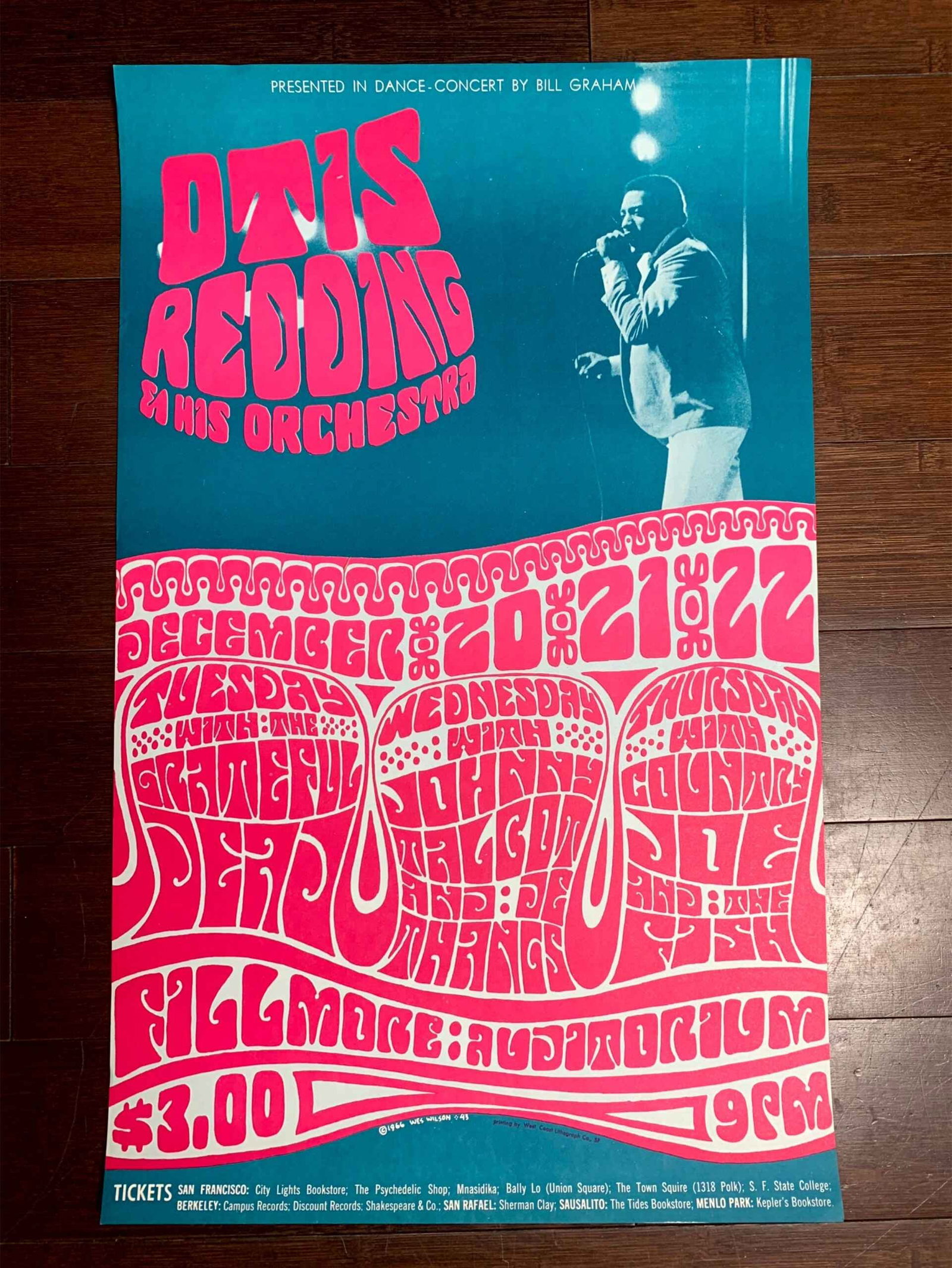 Otis Redding - Grateful Dead (1966) 14x22.5 US Music Poster bg-43 Exc. Cond. (1 of 5)