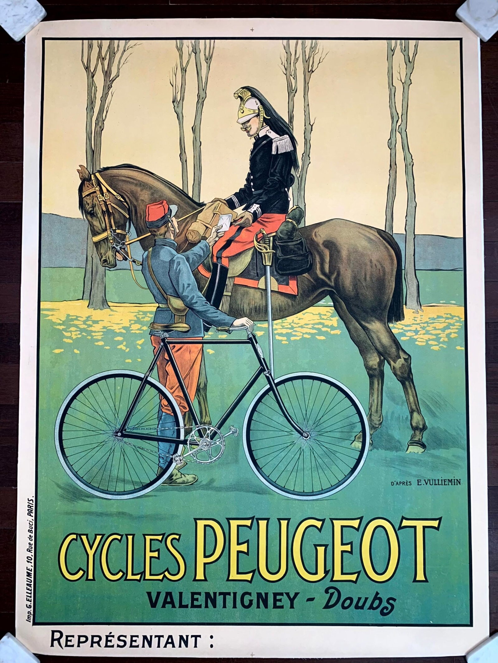 Cycles Peugeot - Art by Roger Perot (1931) 43"X58.5" French Advertising Poster LB: Cycles Peugeot - Art by Roger Perot (1931) 43"X58.5" French Advertising Poster LB Reserve: $829.00 Shipping: Domestic: Flat-rate of $56.00 to anywhere within the contiguous U.S. International: